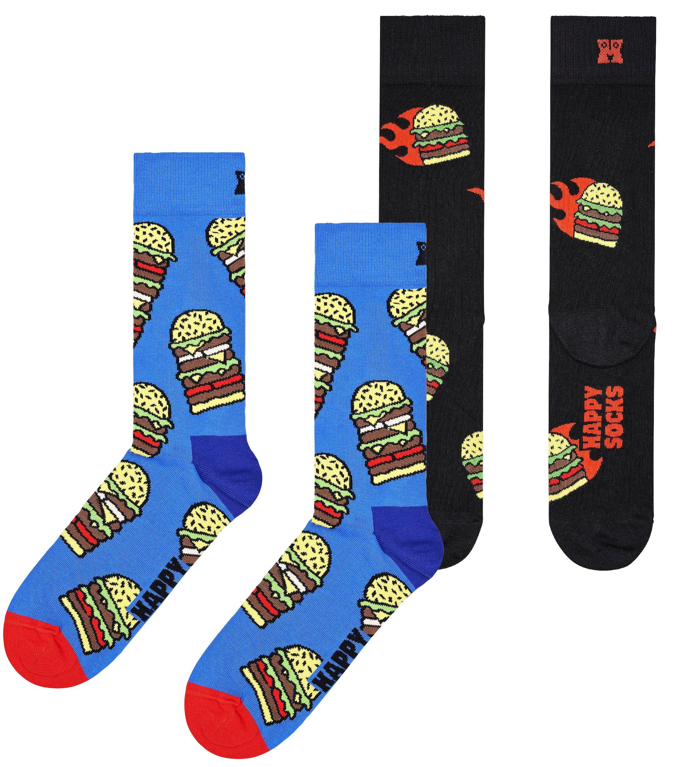 Socken Burger Socks (Packung, 2-Paar) Happy Socks