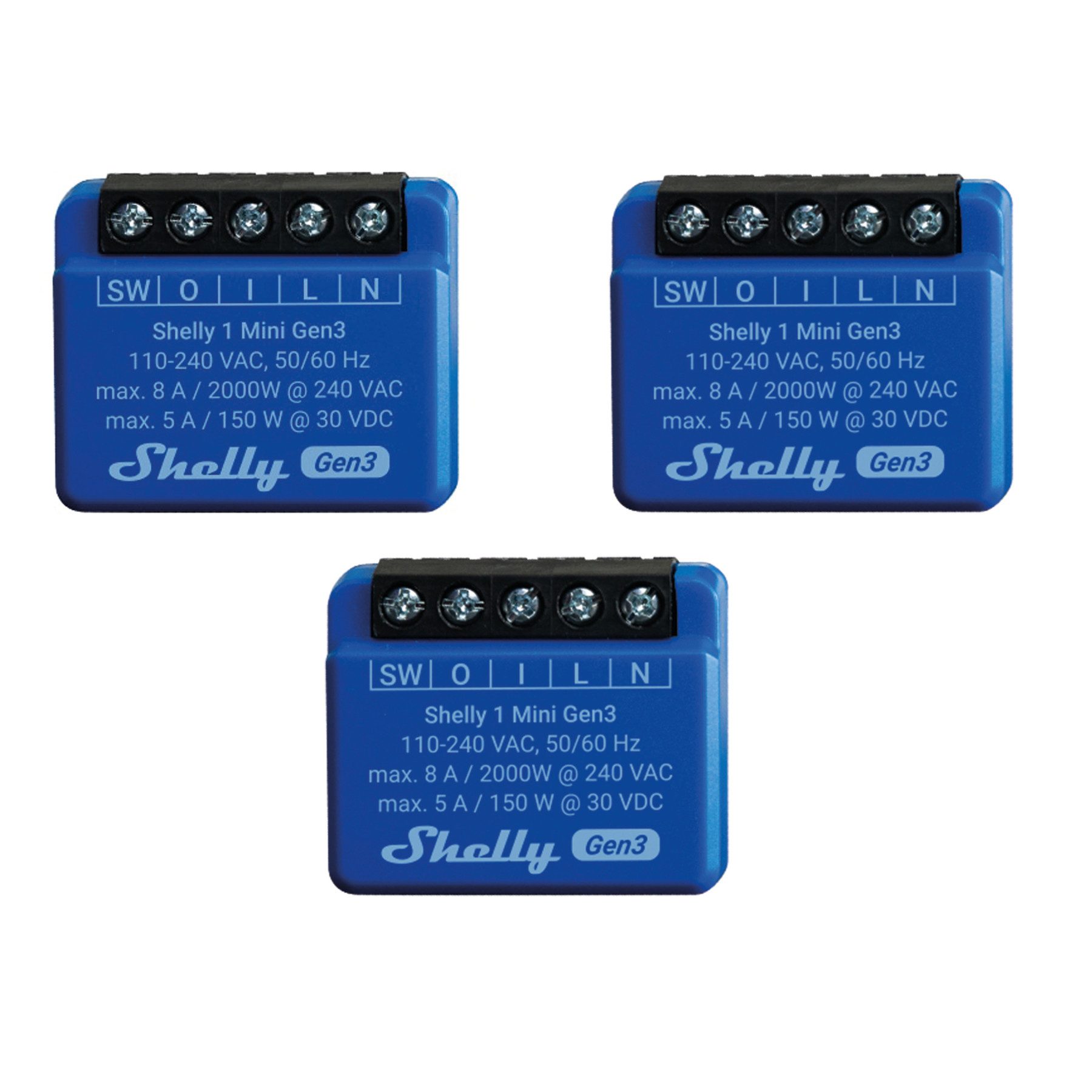 SHELLY WLAN-Schaltaktor 1 Mini Gen 3, blau, 3 Smart-Home-Zubehör