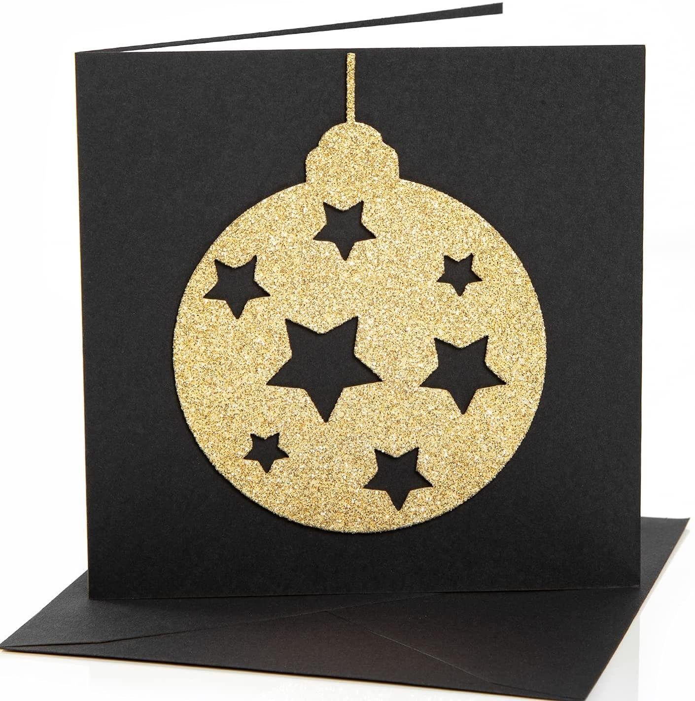 LogbuchVerlag Klappkarte »Edle Weihnachtskarten schwarz gold, 5 Stück