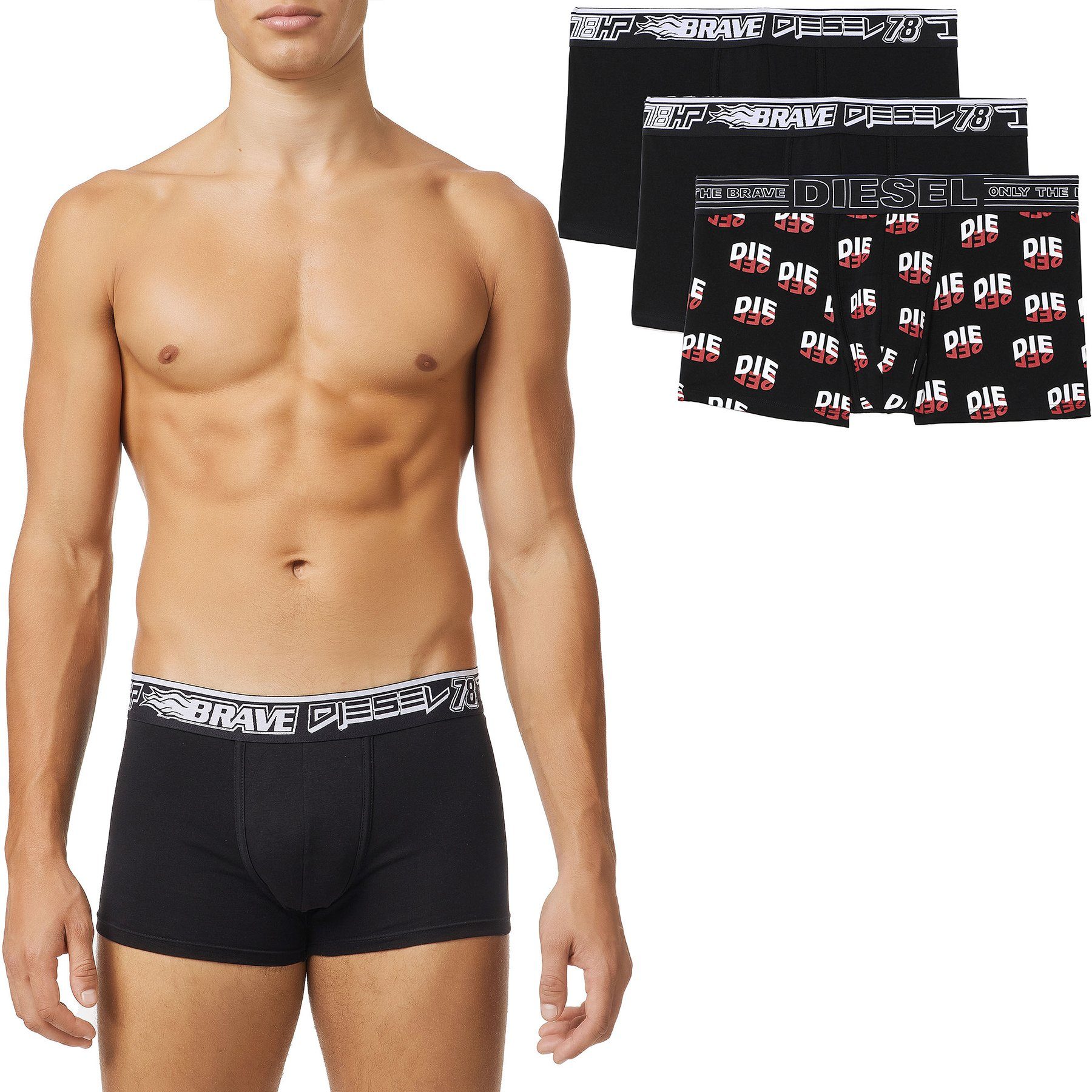 (3er-Pack) - E4101 Boxershorts - Schwarz Diesel DAMIEN Stretch