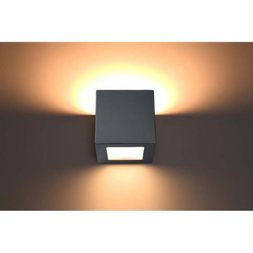 etc-shop Wandleuchte, Leuchtmittel nicht inklusive, Wandleuchte Wandlampe UP & DOWN Keramik Grau Wohnzimmer Esszimmer