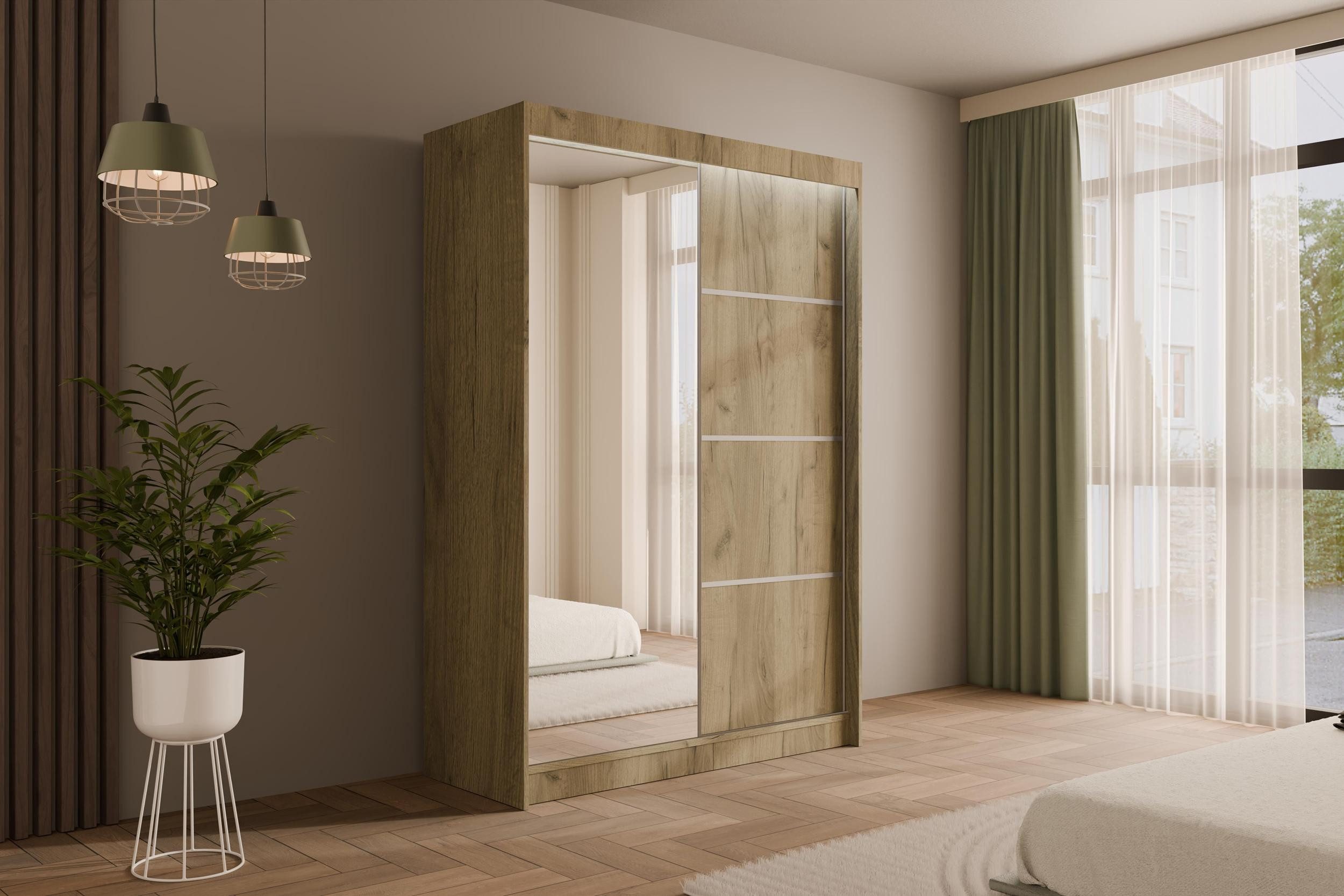 ALTDECOR Schiebetürenschrank PAOKI (Kleiderschrank Garderobenschrank mit vi günstig online kaufen