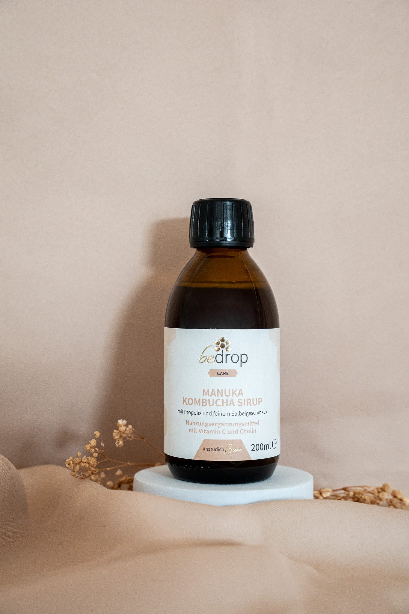 bedrop Manuka Kombucha Sirup - mit Propolis und feinem Salbeigeschmack Flüssig, 600 ml, Nahrungsergänzungsmittel mit Vitamin C und Cholin