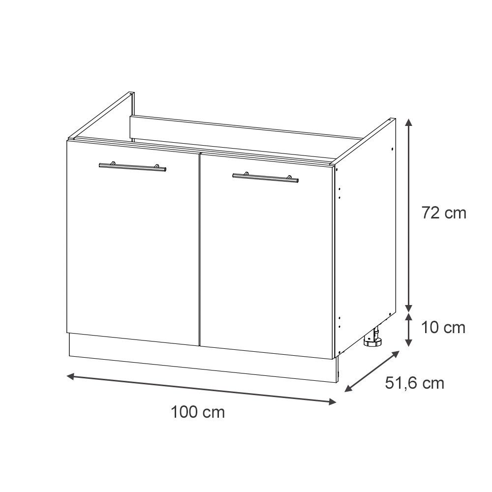 Vicco Unterschrank Fame-Line, Weiß Hochglanz/Weiß, 100 cm ohne Arbeitsplatte (1-St) – Bild 2 von 5