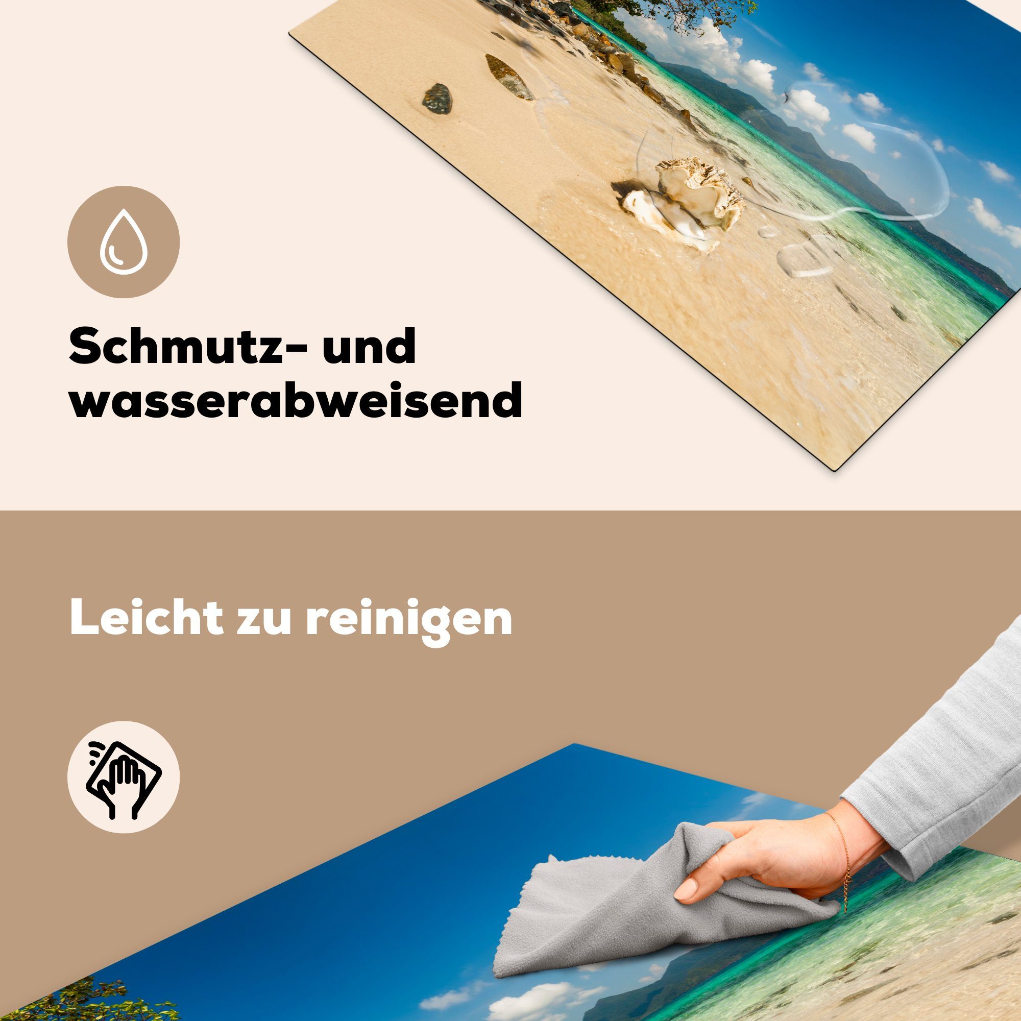 cm, die Strand für Schutz Ceranfeldabdeckung Herdblende-/Abdeckplatte tlg), im von 81x52 Chang, küche, Nationalpark Induktionskochfeld (1 Vinyl, Ko MuchoWow Ein