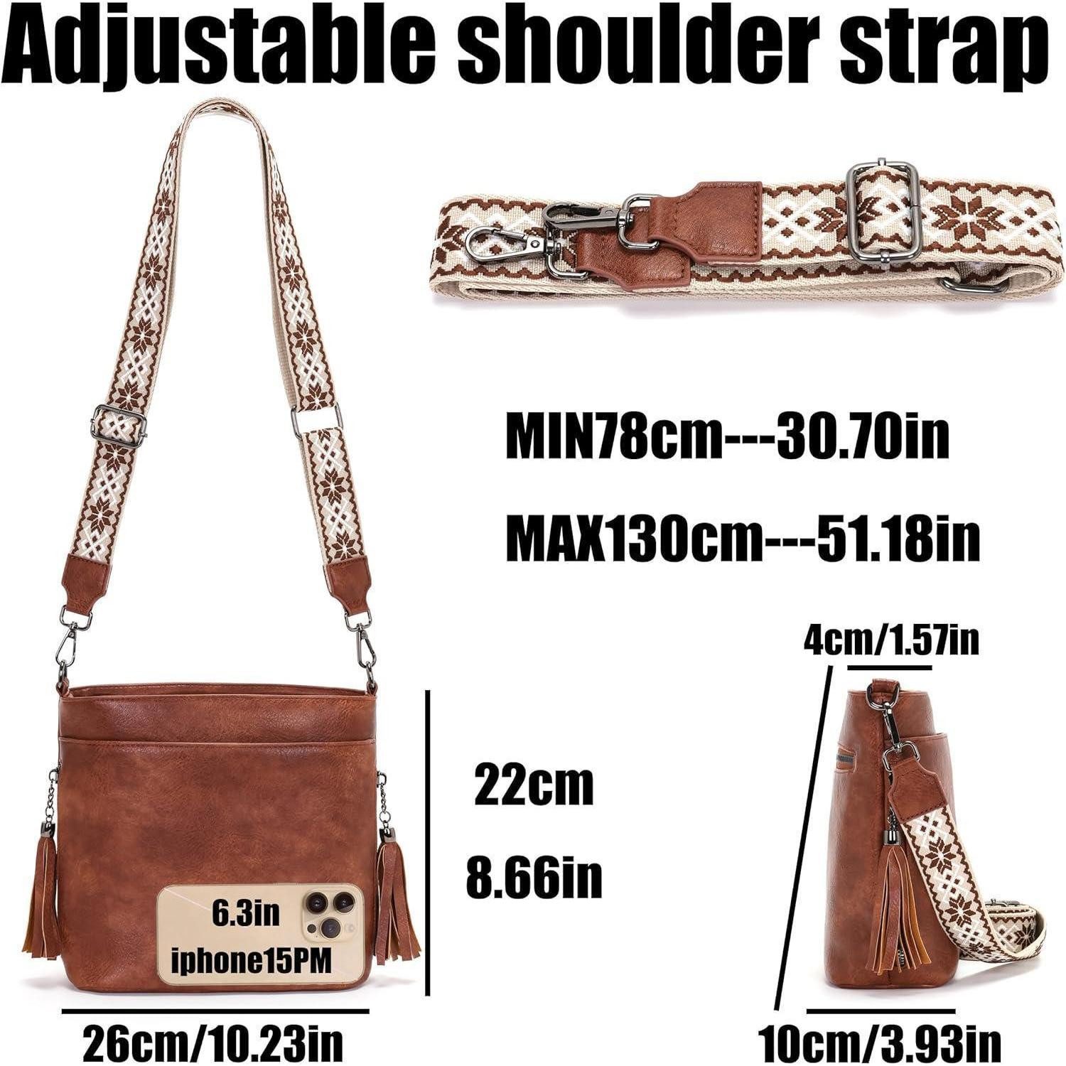 LuxusKollektion Umhängetasche Umhängetasche Damen Mittelgroß Crossbody Leder PU A-braun