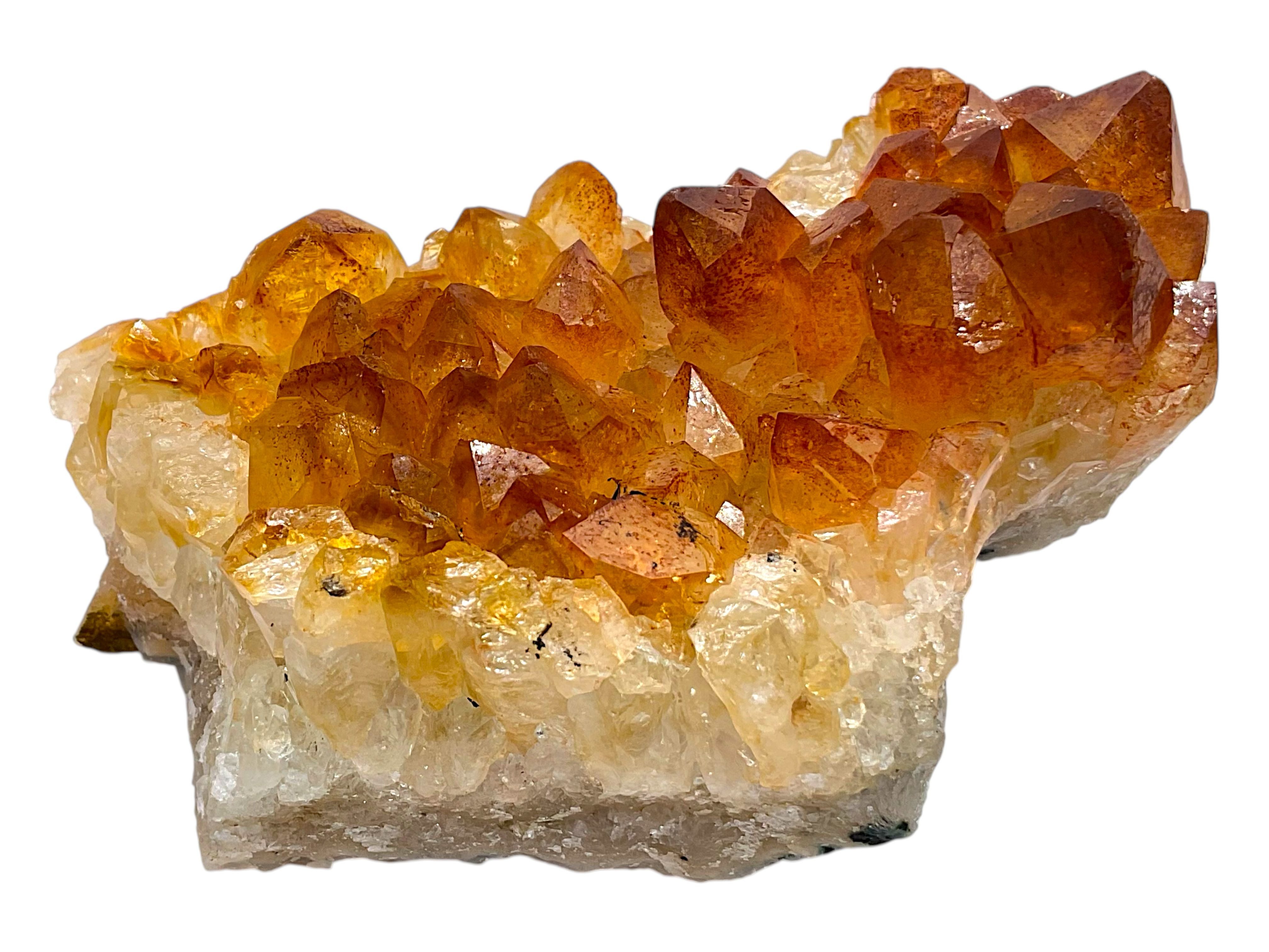 Steinfixx® Mineralstein Citrin Rohstein Edelstein mit phantastischen Spitzen 8x6x5 cm 236gr., (Unikat, 1-St., Ideal für Schreibtisch - Hightlight für jeden Raum), AAA-Qualität aus Brasilien
