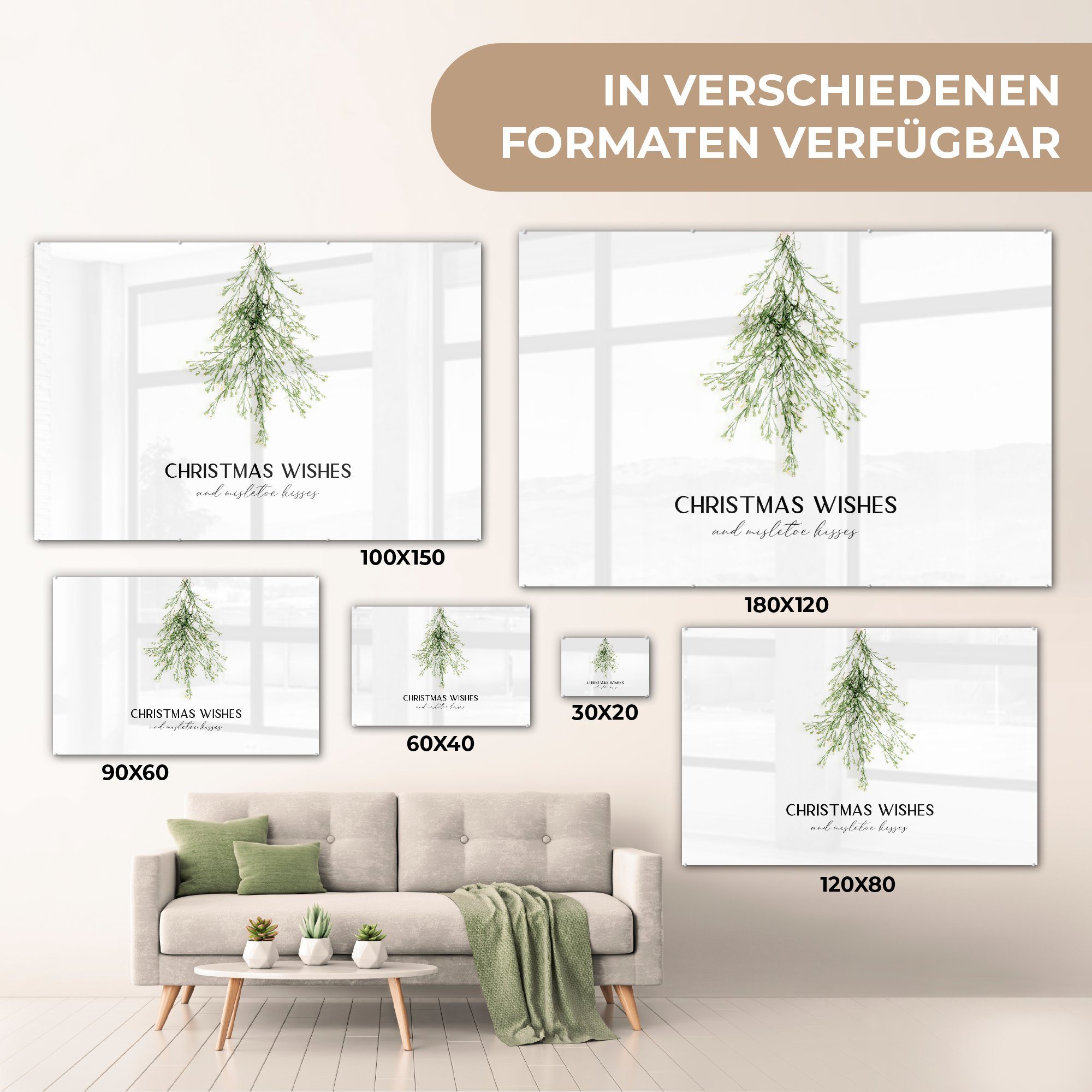 Zitat, Acrylglasbild (1 - Weihnachtsbaum & Acrylglasbilder St), MuchoWow Weihnachten Wohnzimmer - Schlafzimmer