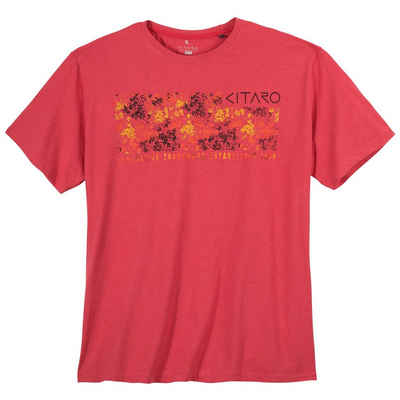 Kitaro Rundhalsshirt »Große Größen Herren T-Shirt rot melange Pixel-Print Kitaro«
