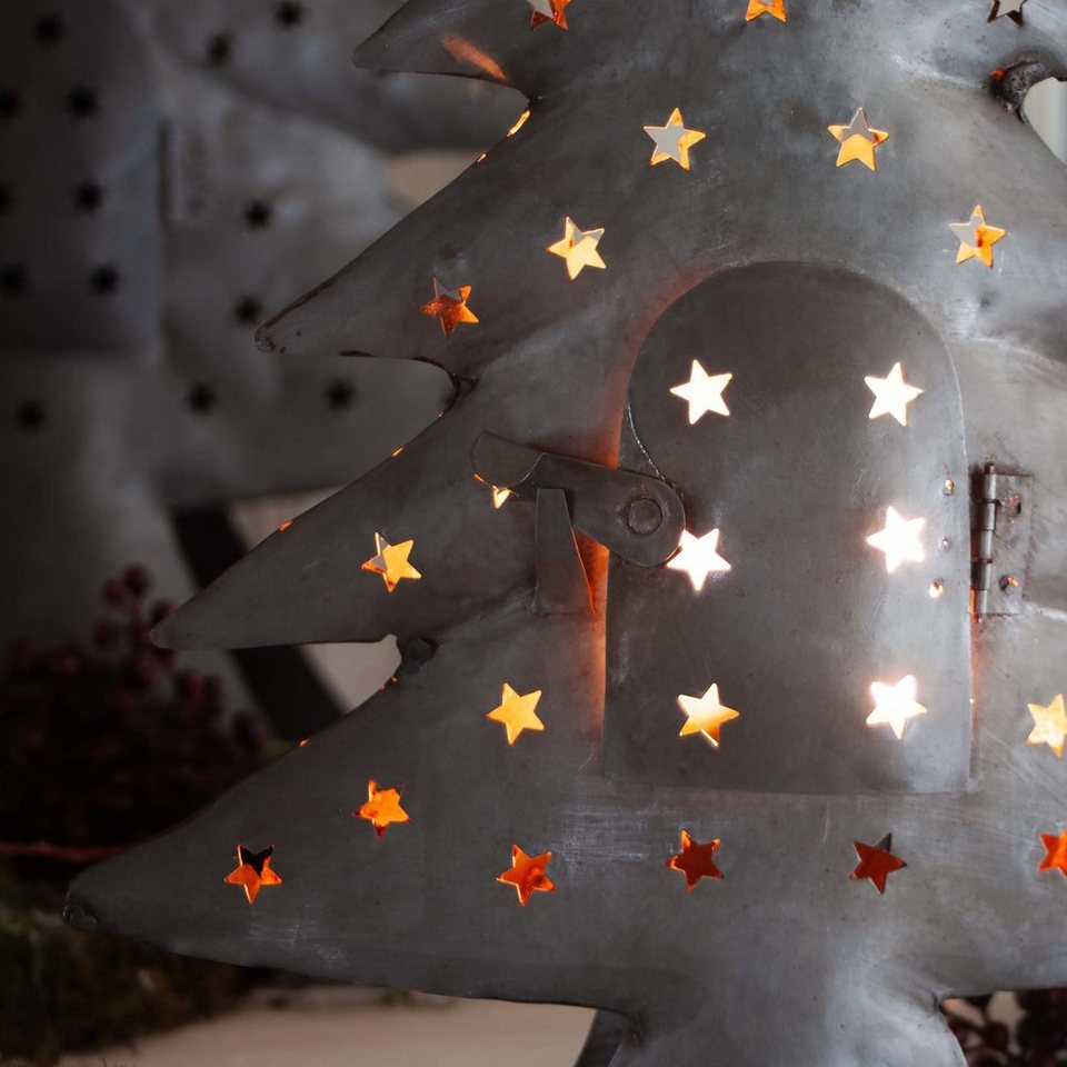 Paulslandhaus Weihnachtsbaum Metall Tannenbaum Teelichthalter Adventsleuchter Windlicht