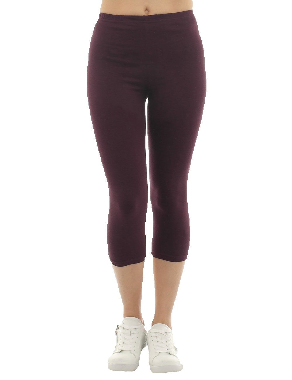 Caprileggings Damen Capri 3/4 Leggings hoher Bund Baumwolle Hose