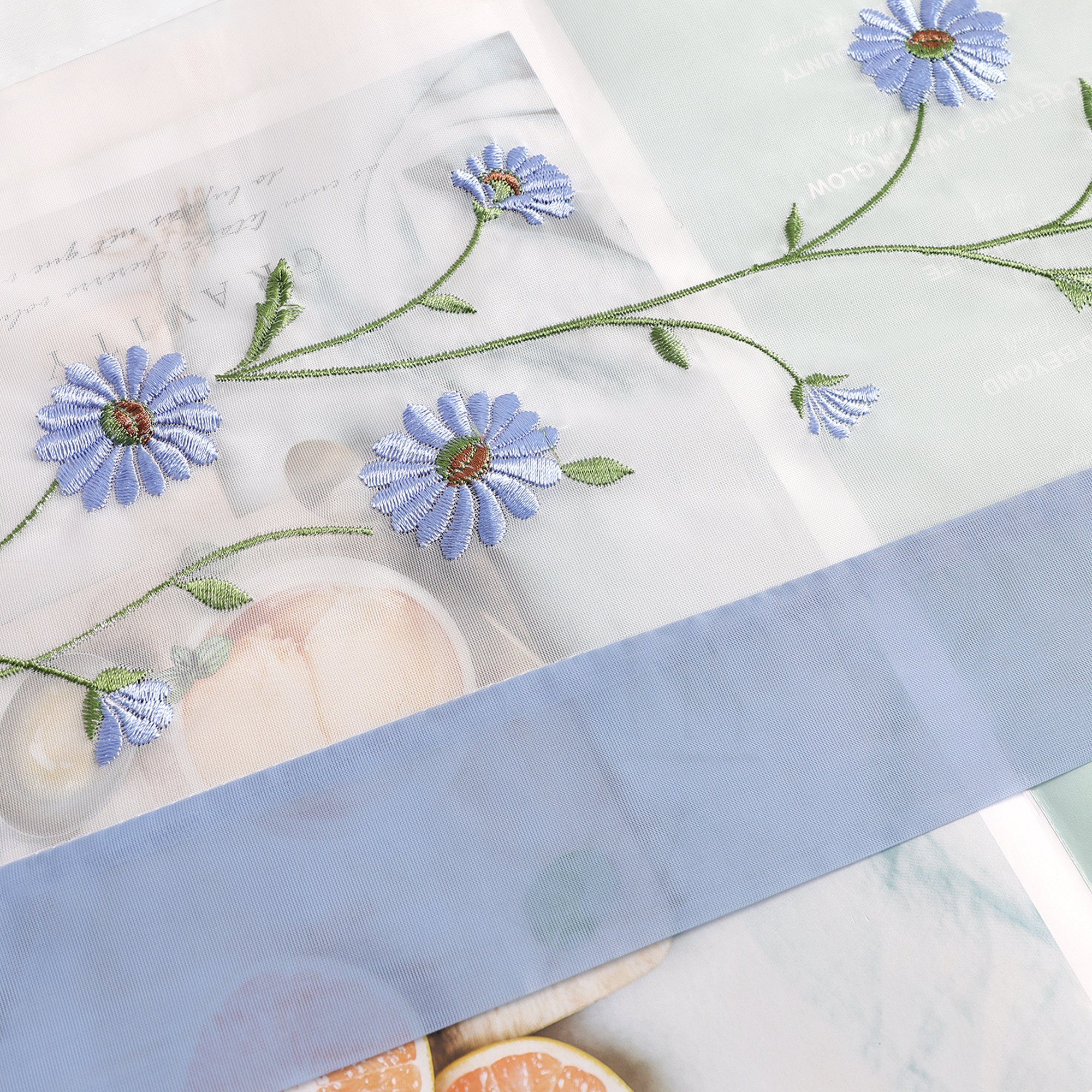 Joyswahl Raffrollo, Bestickte Gardine mit Blumen, günstig online kaufen