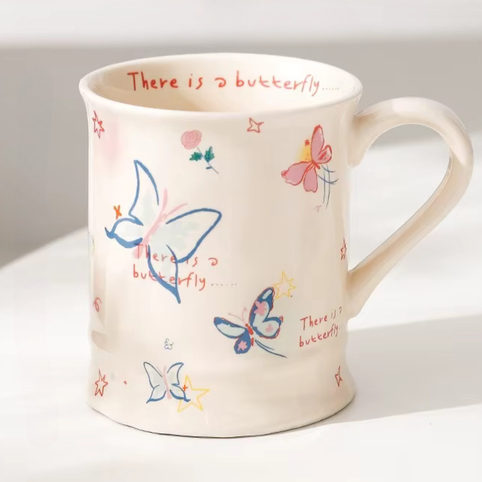 Quality Elegance Tasse 350ml Handbemalter Keramikbecher mit Süßem Bärenmotiv