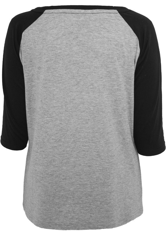 Kurzarmshirt Tee (1-tlg) Raglan Damen Ladies URBAN Contrast 3/4 CLASSICS grey/black