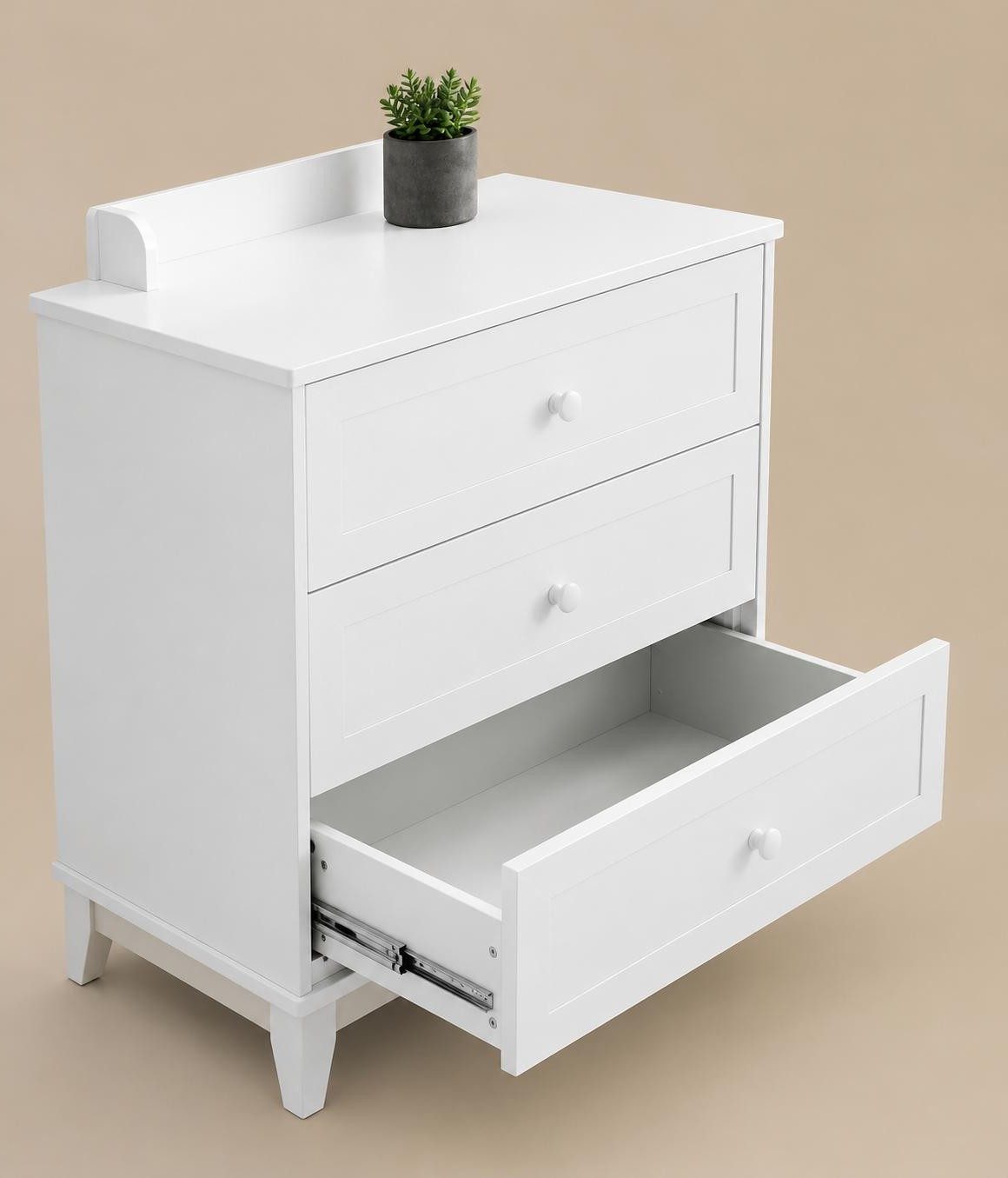 Xlmoebel Schubkastenkommode Weiße Dreischubladen-Kommode für ein modernes Kinderzimmer, Made in Europa