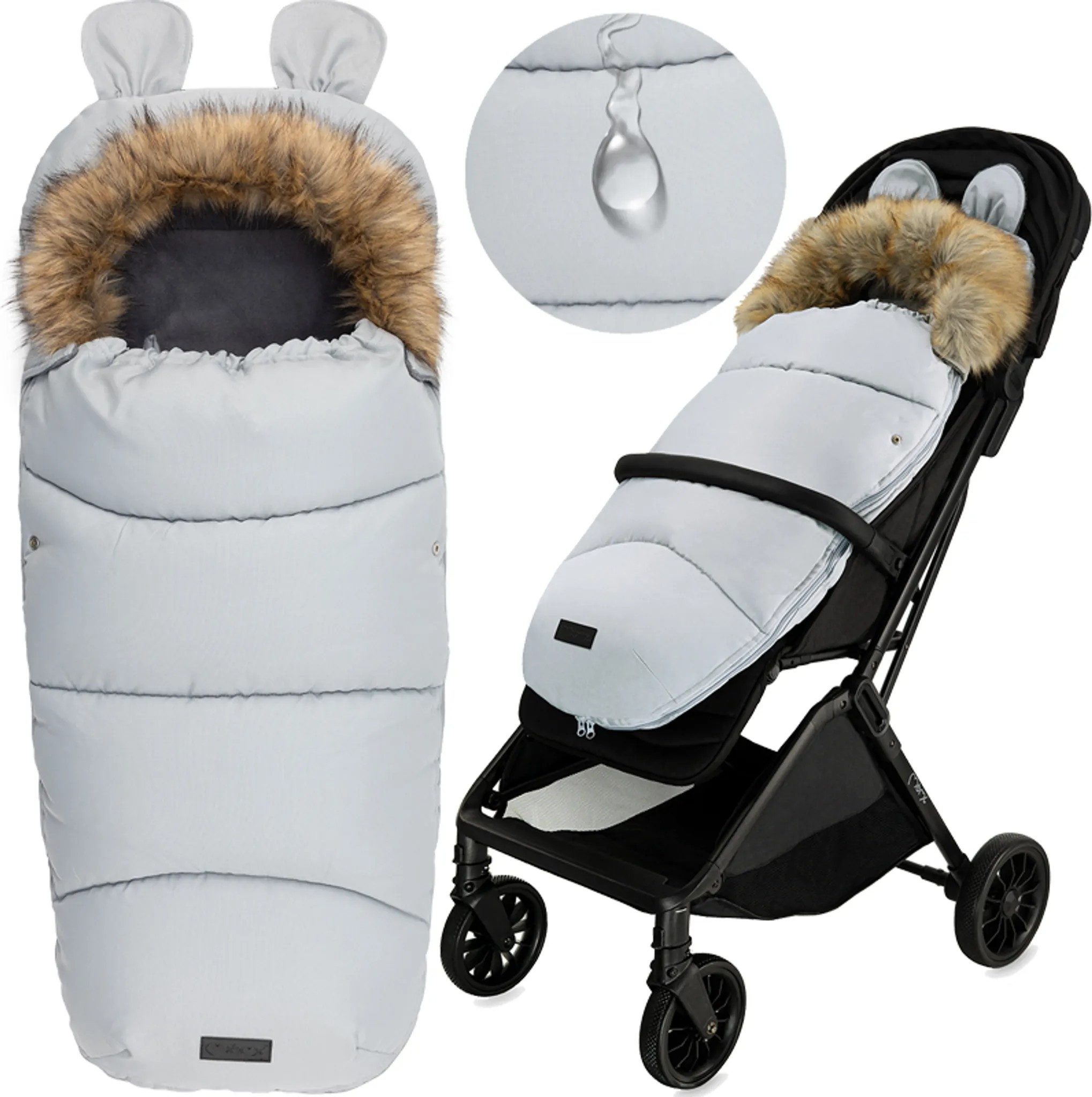 MoMi Fußsack Cozy Universal-Fußsack für Kinderwagen, Fleece-Innenfutter, Rosa