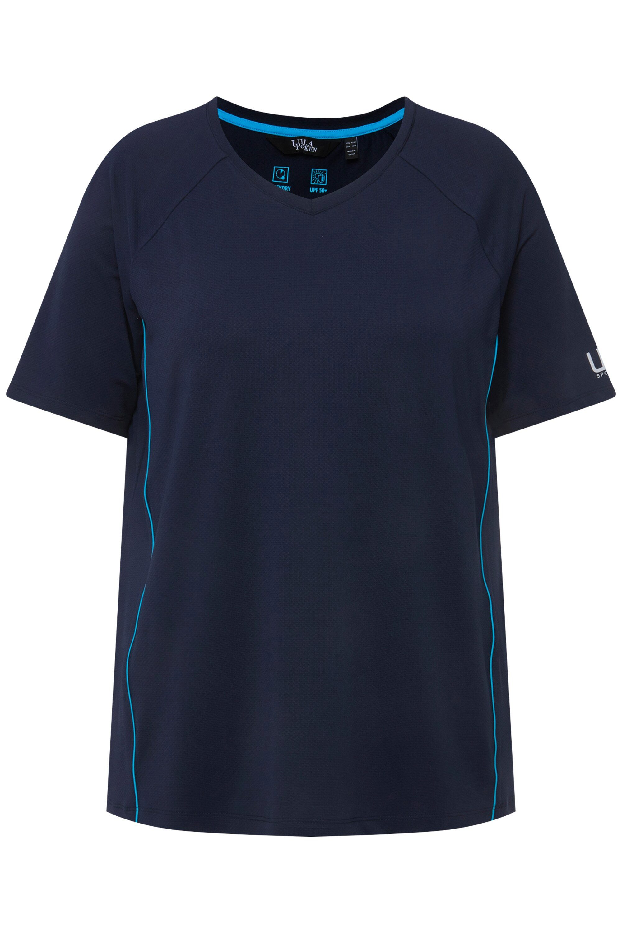 Ulla Popken T-Shirt T-Shirt UV-Schutz 50+ V-Ausschnitt Halbarm günstig online kaufen