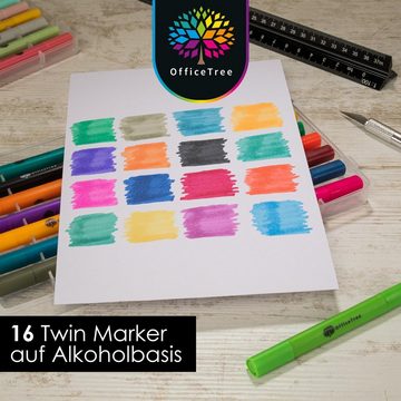 OfficeTree Marker OfficeTree Mini Twin Marker Intensive Farben (wp), (Set 16-tlg)