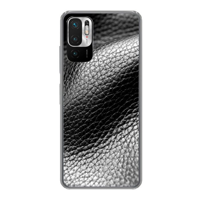 MuchoWow Handyhülle Leder - Textur - Schwarz - Hell Phone Case Handyhülle Xiaomi Redmi Note 10 5G Silikon Schutzhülle