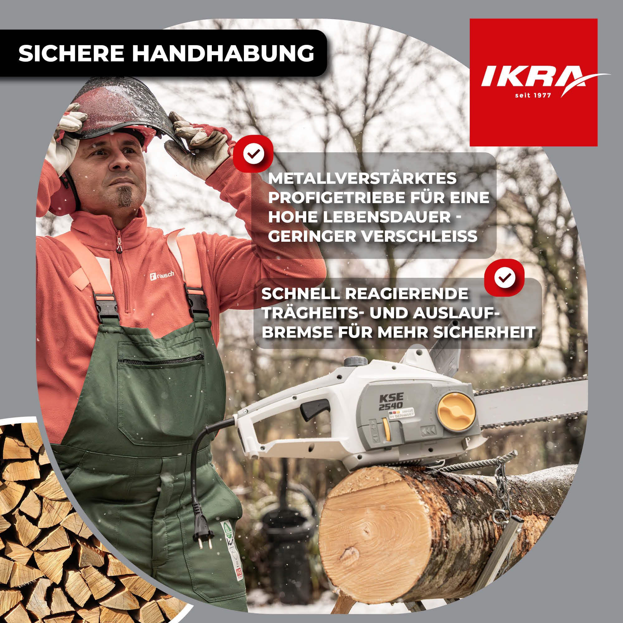 ikra GmbH Elektro-Kettensäge KSE 2540, 40 cm Schwertlänge, Deutsche Ingenieurskunst – Bild 4 von 5