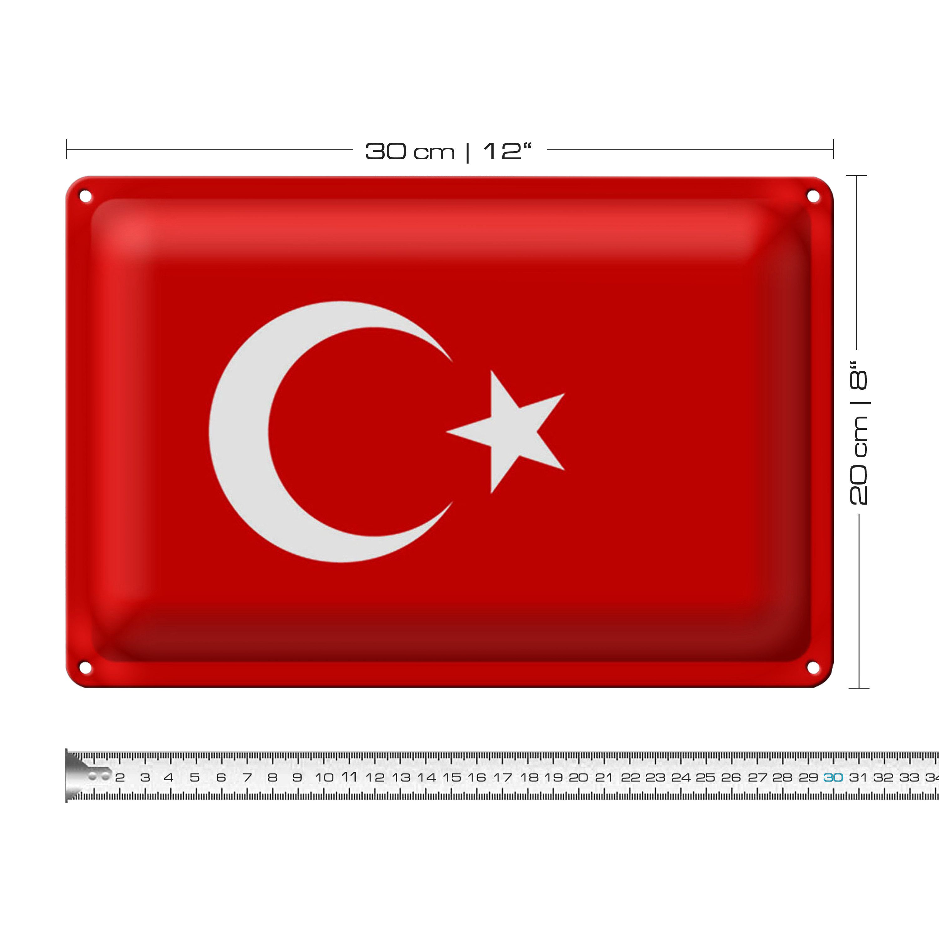 Roomando Metallschild Blechschild Flagge Türkei 30x20cm Flag of Turkey