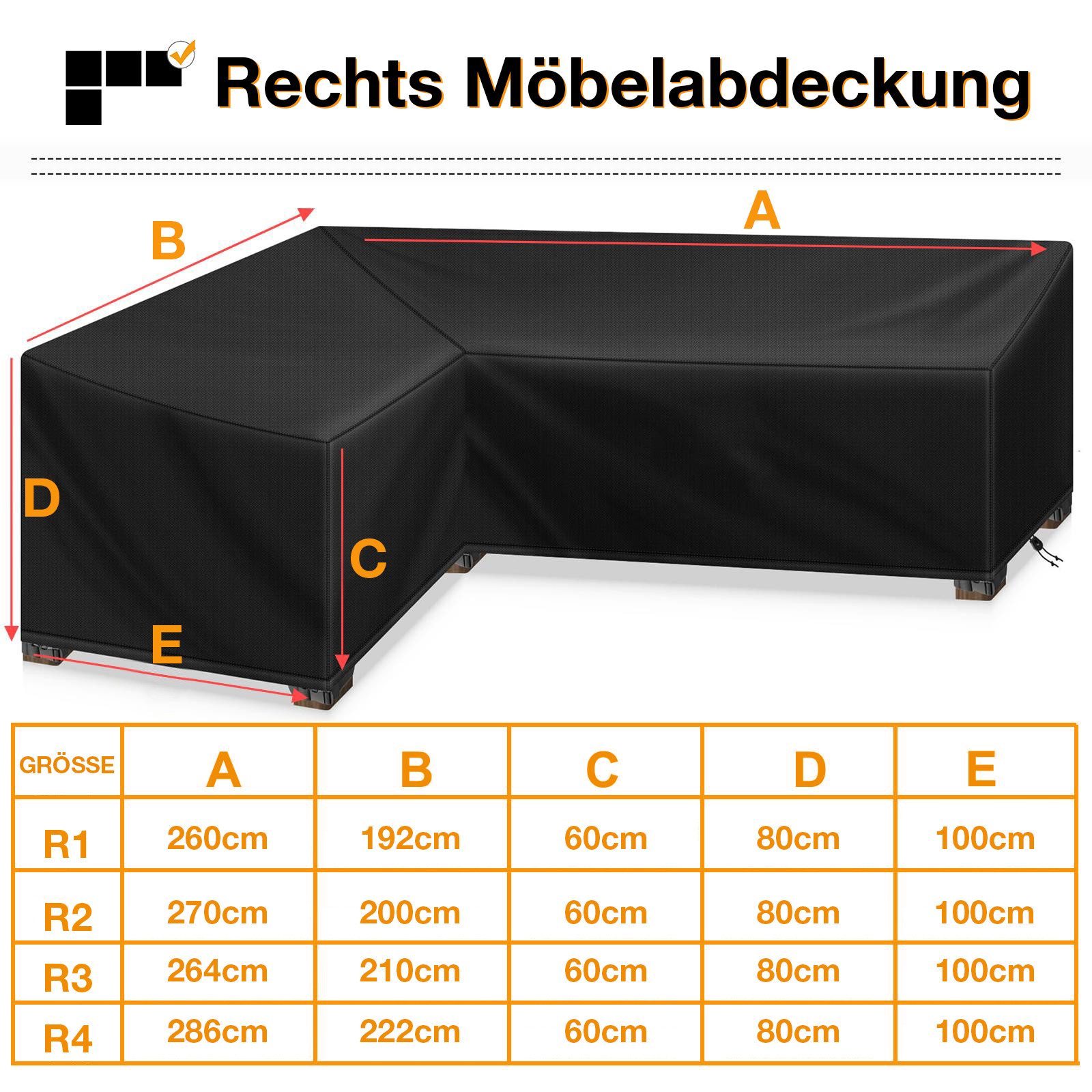 Jibenhome Gartenmöbel-Schutzhülle L-förmige Gartenmöbel-Abdeckung Wasserabweisend, Oxford Ecksofa-Schutz, Rattanmöbel, UV-Schutz, Outdoor-Schutzhülle für Terrasse, Garten