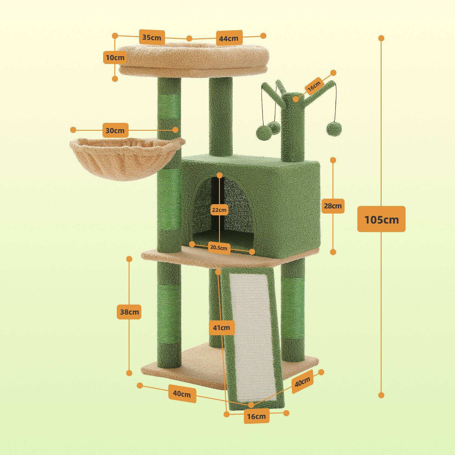 Purpurra Kratzbaum Mehrstöckiger Katzenturm für Wohnungskatzen, 105cm Höhe