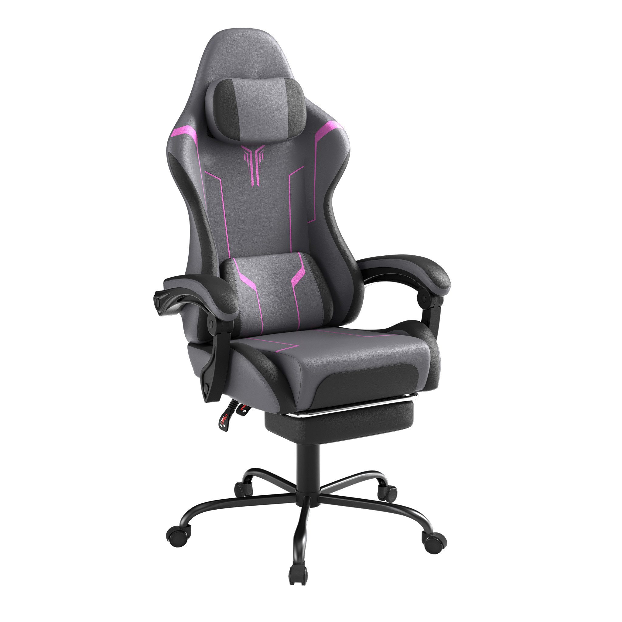 FIVMEN Gaming-Stuhl Computerstuhl Ergonomisch Bürostuhl mit Massage Lendenkissen, Drehstuhl Schreibtischstuhl Gaming Stuhl mit Fußstütze