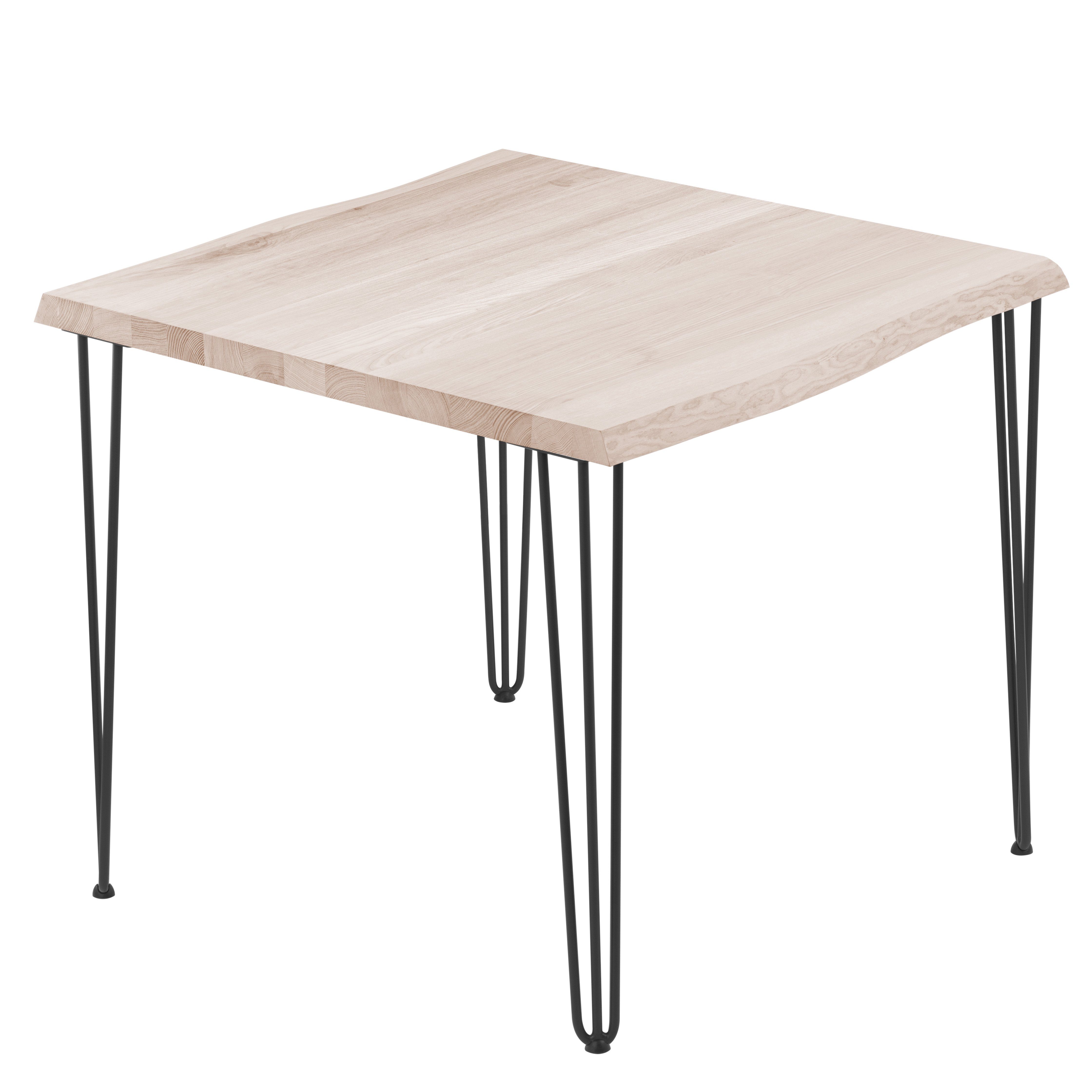 LAMO Manufaktur Baumkantentisch Creative Esstisch Massivholz inkl. Metallgestell (1 Tisch), Baumkante massiv Schwarz | Roh