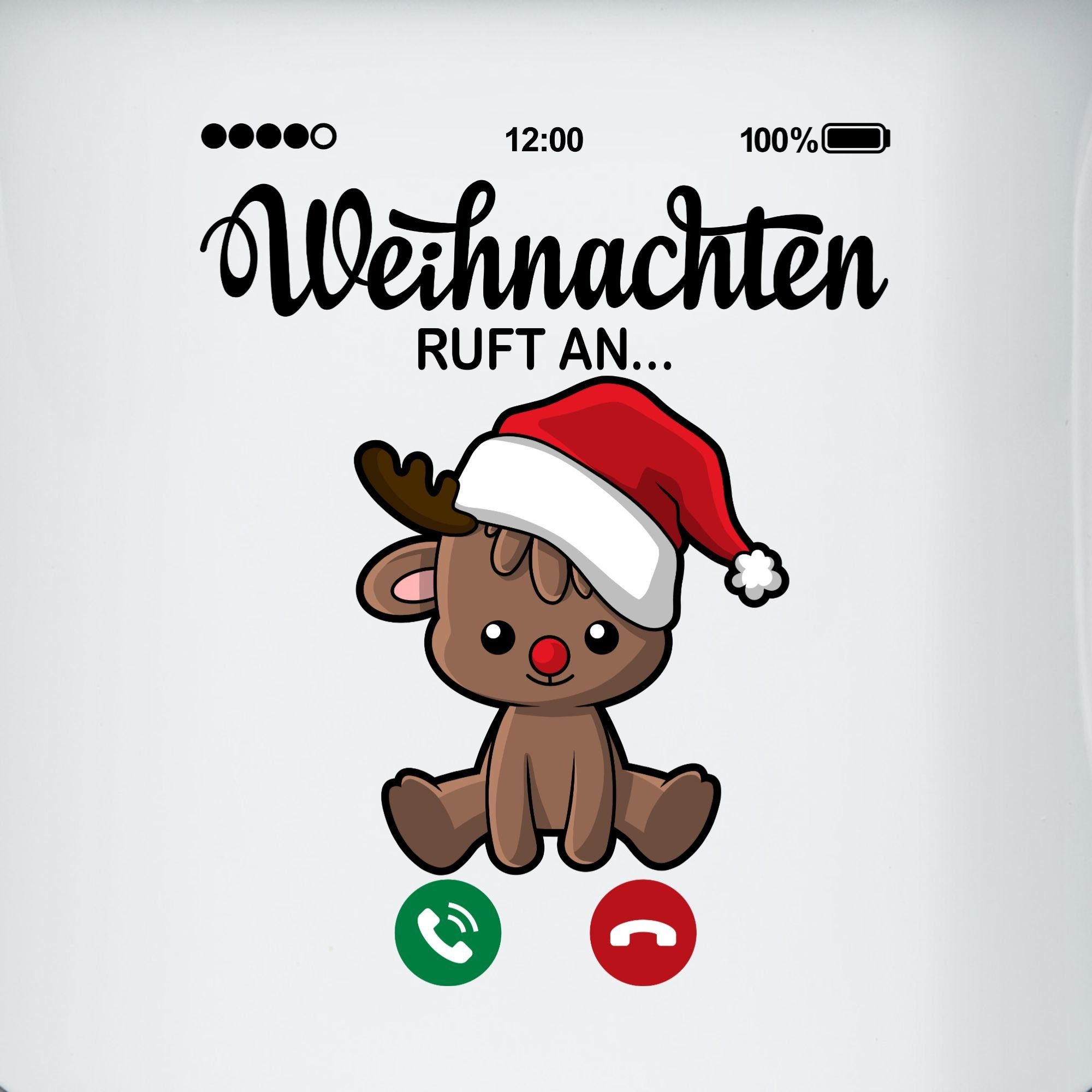 süßem Stahlblech, Weiß Schwarz Rentier, an Weihnachtstasse Tasse ruft mit 1 Weihnachten Shirtracer