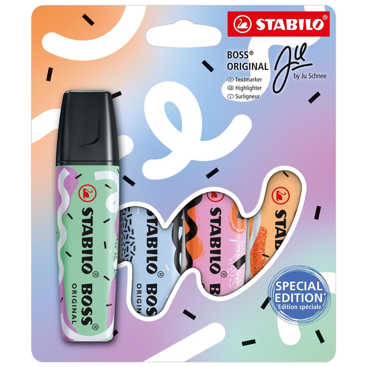 STABILO Marker STABILO BOSS Textmarker by Ju Schnee - 2+5 mm - 4er Etui