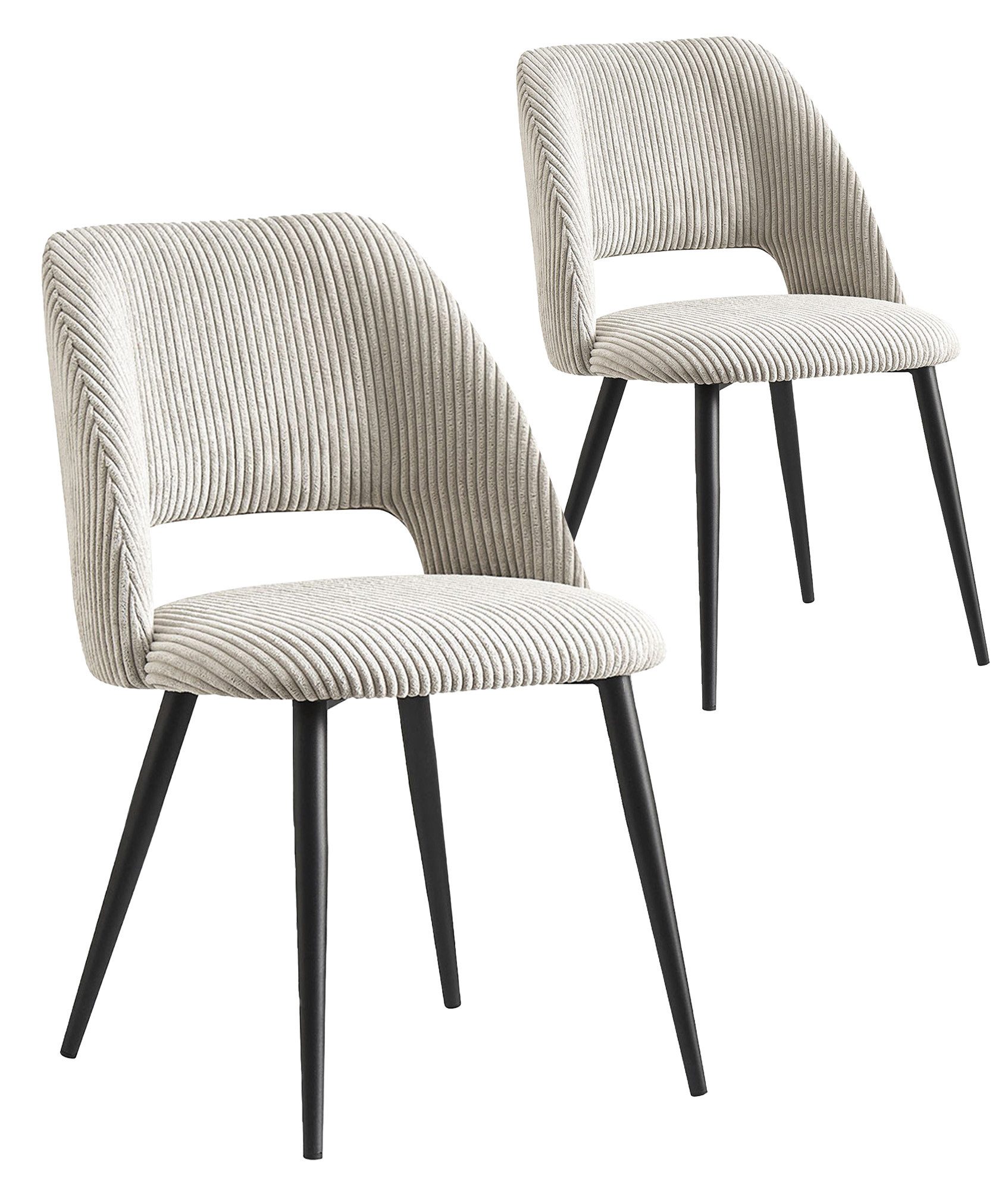 B&D home 4-Fußstuhl VICKY (Set, 2 St), gepolstert, Stuhlbeine aus Metall oder Massivholz wählbar