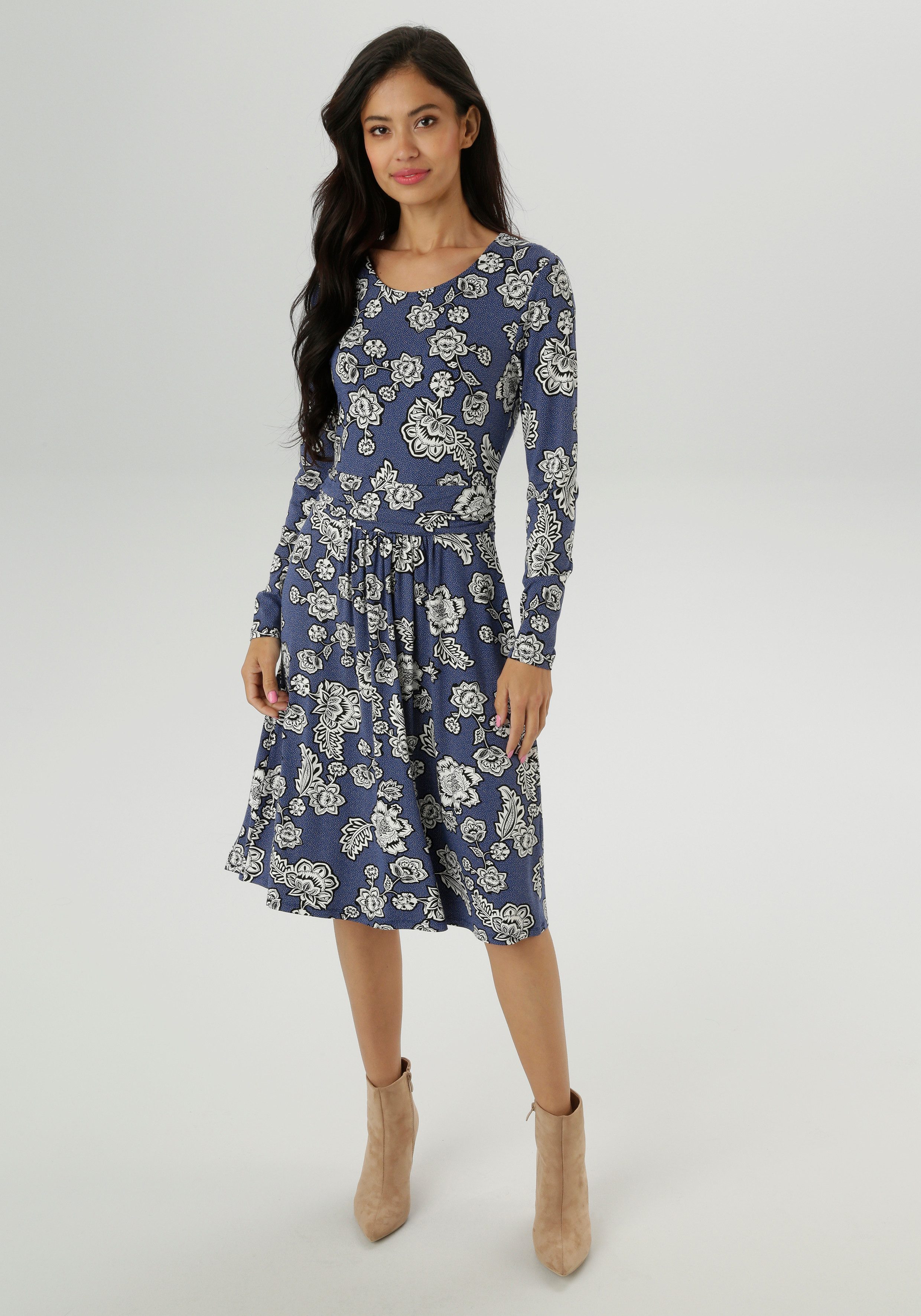 Aniston SELECTED Jerseykleid mit abstrakter Blüten- und Blättermusterung günstig online kaufen