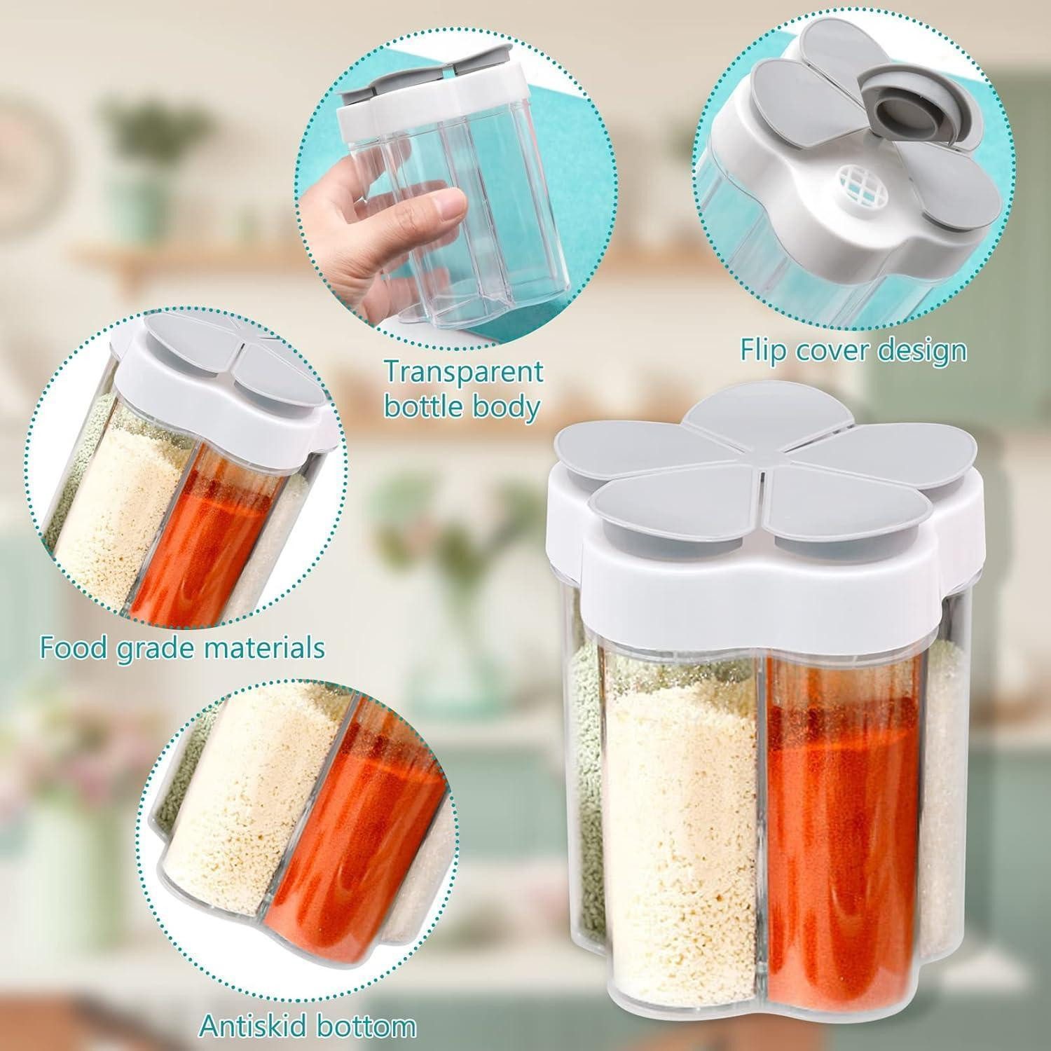 LuxusKollektion Salz- / Pfefferstreuer 2er Set Gewürzdosen 5 in 1 Kunststoff Gewürzstreuer Boxen Transparent