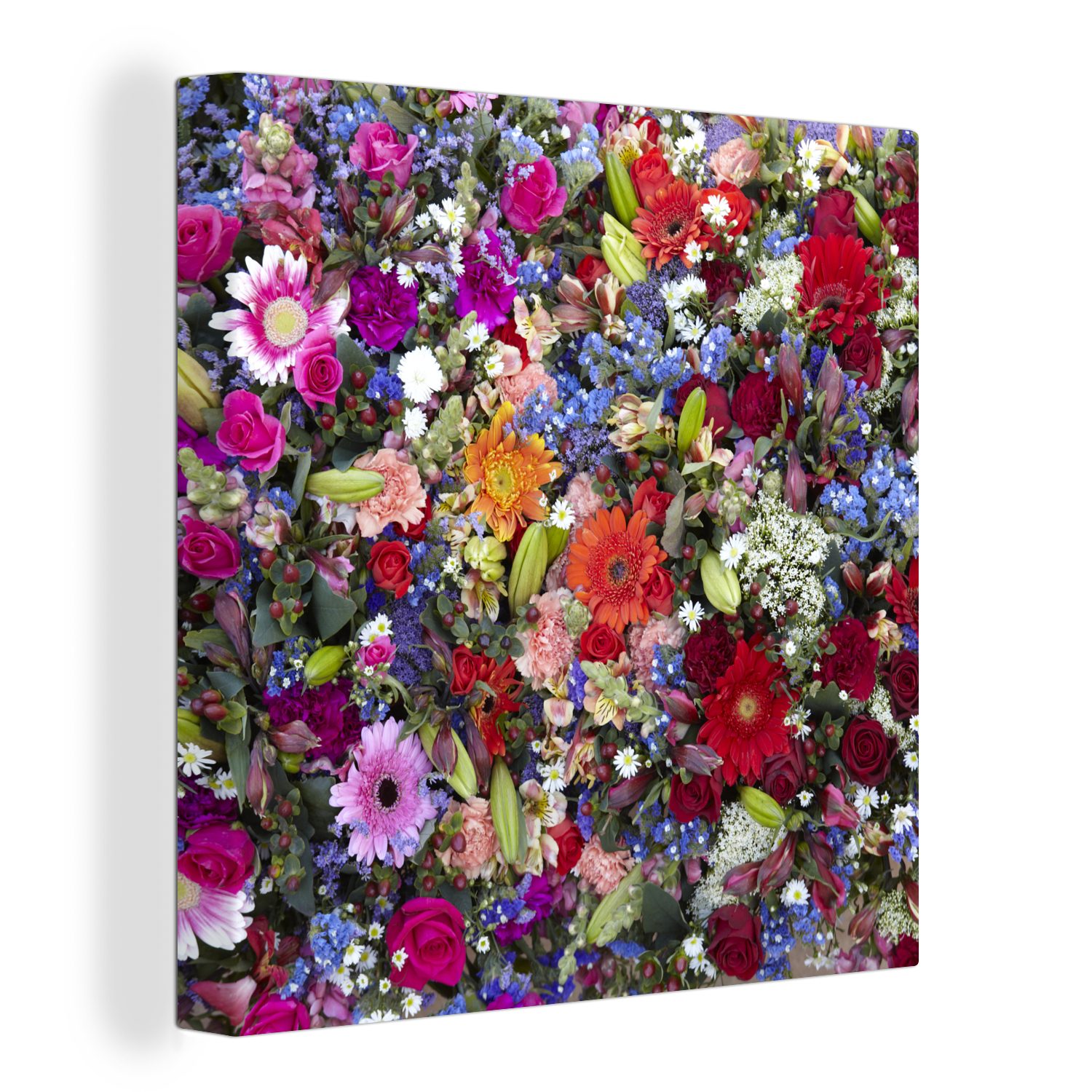 Bilder Leinwand Wohnzimmer Farben, (1 OneMillionCanvasses® Schlafzimmer St), Ein florales leuchtenden für mit Design Leinwandbild