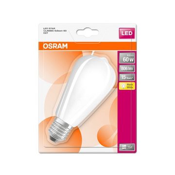 Osram LED-Leuchtmittel Osram LED E27 ST64 7W = 60W Filament Matt 806lm 230V Warmweiß 2700K, E27, Warmweiß, Matt