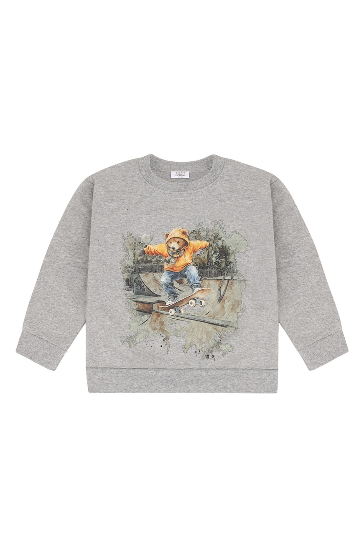 Hust & Claire Sweatshirt HCSejer Skatling Bear (1-tlg) Hust & Claire Jungen Sweatshirt HCSejer Skatling Bear in Grey Melange