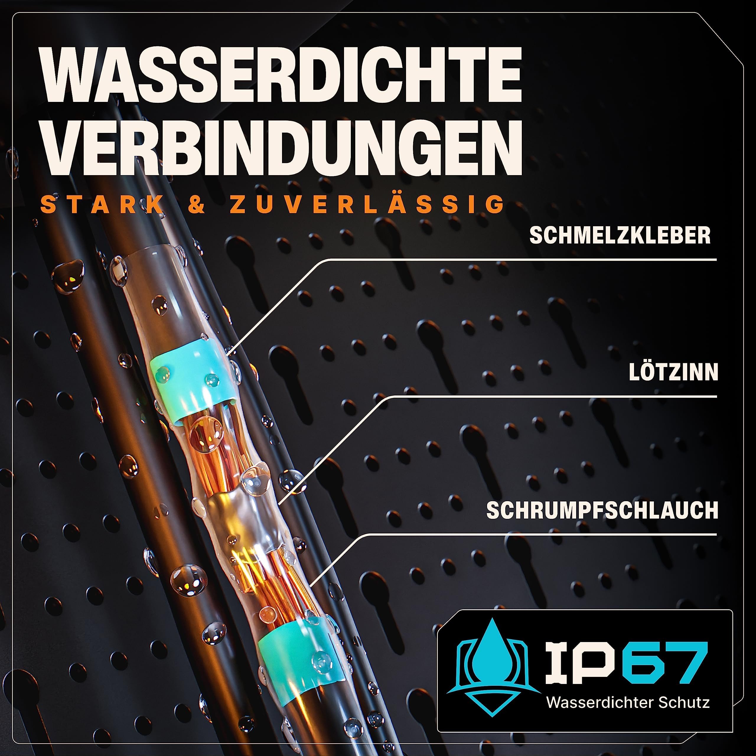 BAURIX Kabelverbinder-Sortiment Lötverbinder Set I IP67 Schrumpfverbinder, 120-tlg., für wasserdichte Kabel-Verbindungen, I Kabelverbinder Set, Stoßverbinder