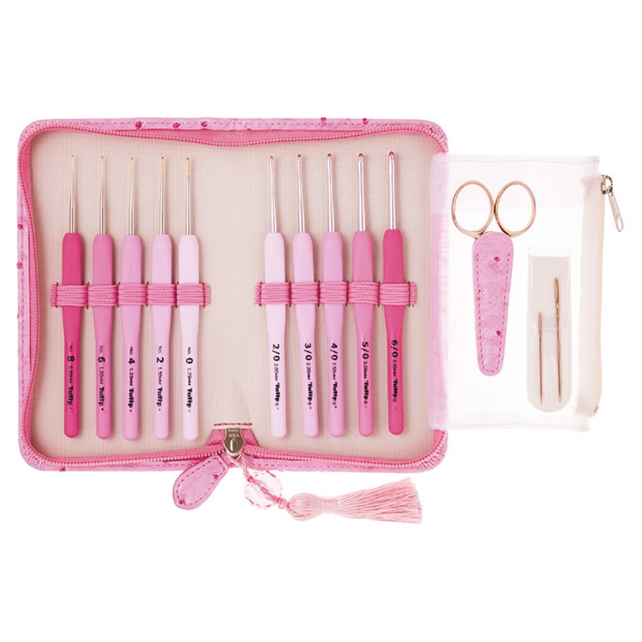 Tulip Спиці ETIMO Rose Häkelnadel Set mit Softgriff 0,90 mm - 3,50 mm