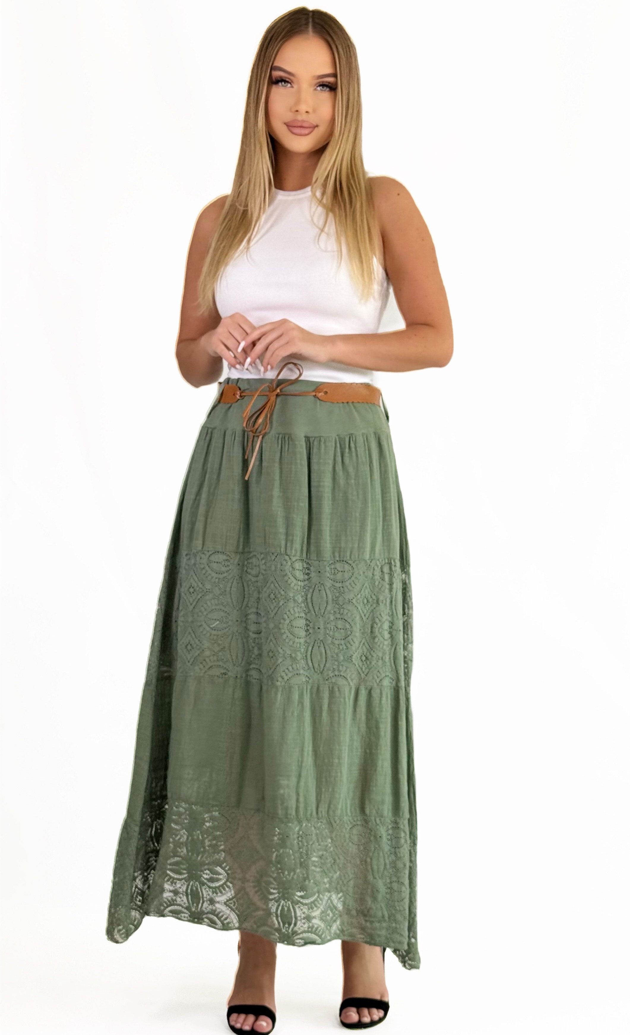 Mississhop A-Linien-Rock Baumwolle Rock Sommerrock locker Freizeit 100% M.3094