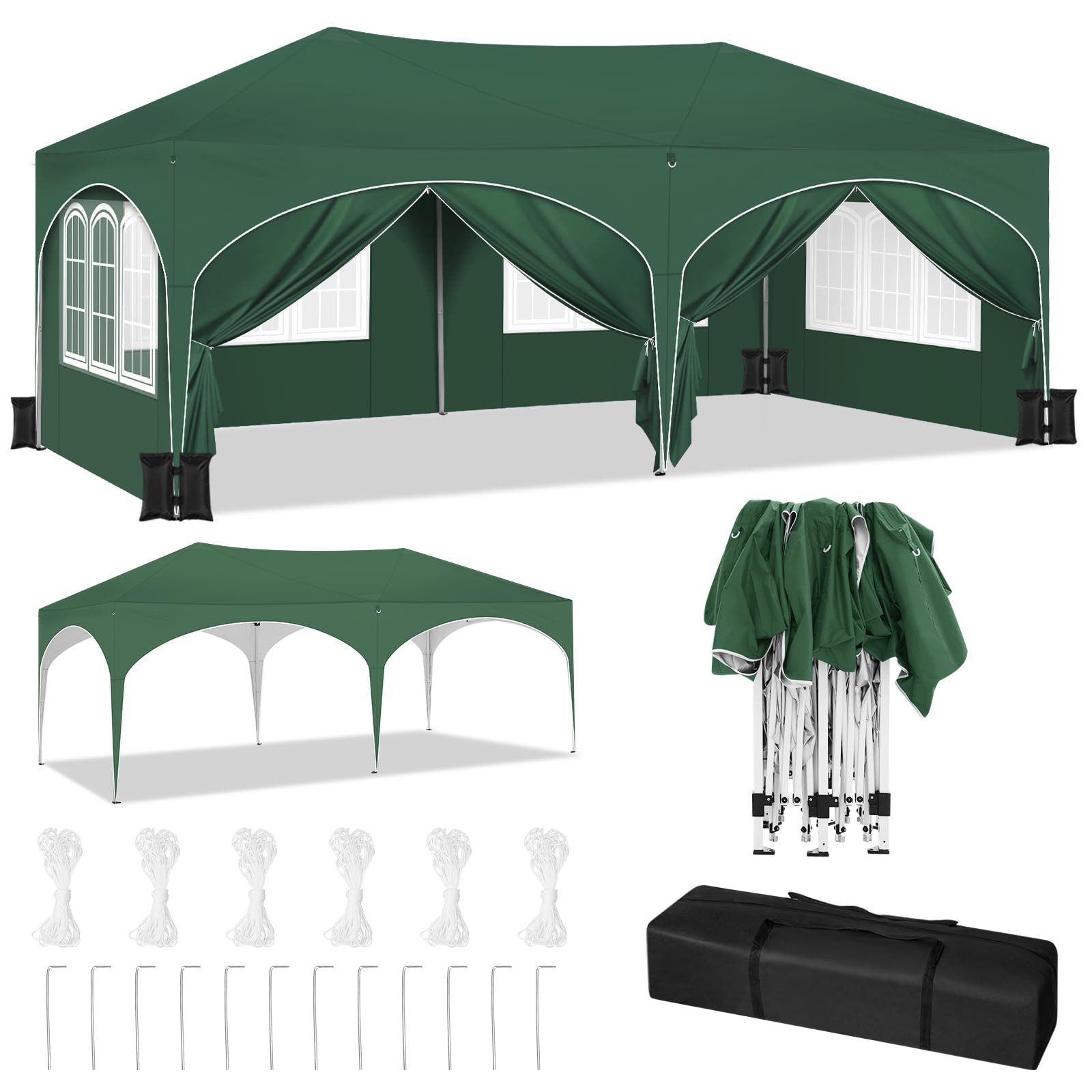 Woltu Pavillon, Faltpavillon wasserfest stabil UV-Schutz mit 4 Sandsäcke(ohne Sand)