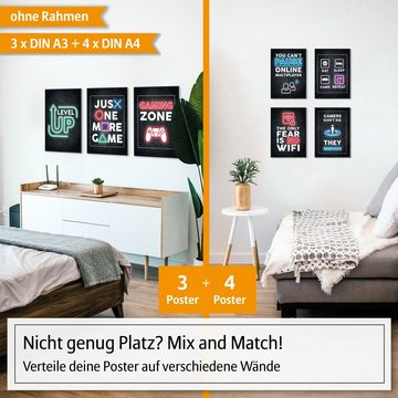 Hyggelig Home Poster Premium Poster Set - 7 Bilder Wandbilder Wohnzimmer Deko Collage, Gaming (Set, 7 St), Knickfreie Lieferung Qualitätsdruck Dickes Papier