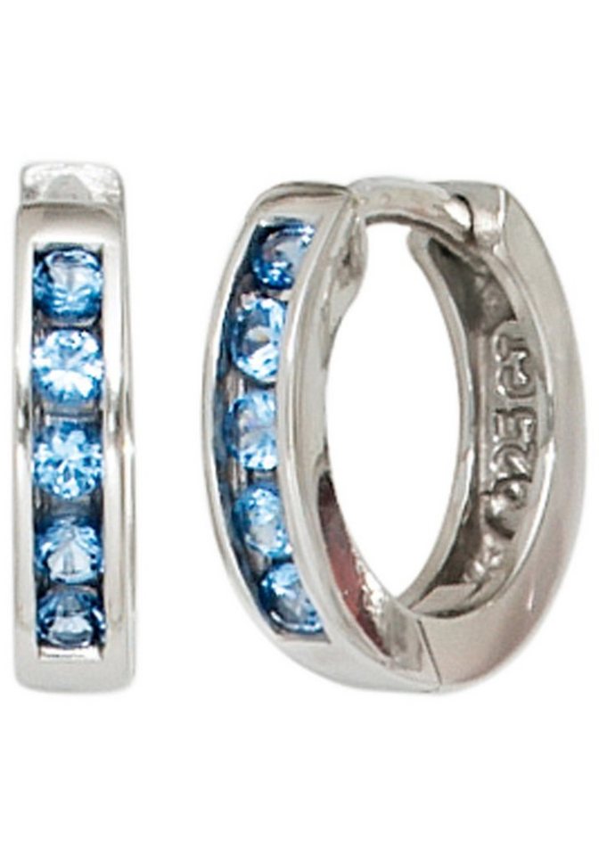 JOBO Paar Creolen, rund 925 Silber mit Z... JOBO Paar Creolen, rund 925 Silber mit Z...