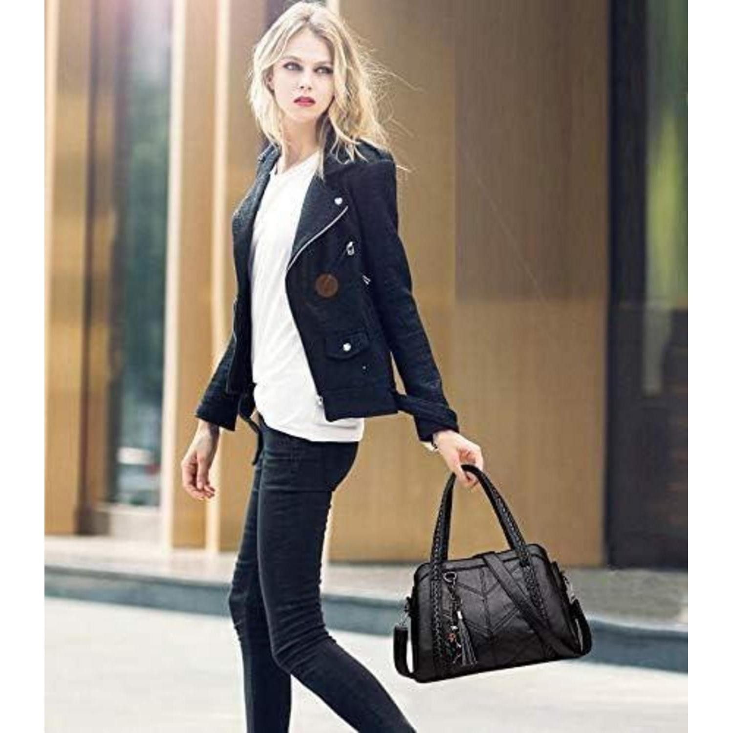 LuxusKollektion Hobo Damen Hobo Schultertasche mit Schultergurt und Reißverschluss aus