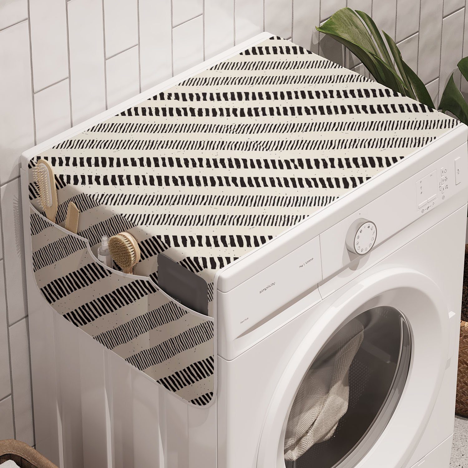 Abakuhaus Badorganizer Anti-Rutsch-Stoffabdeckung für Waschmaschine und Trockner, Geometrisch Diagonal Linie Zusammensetzung