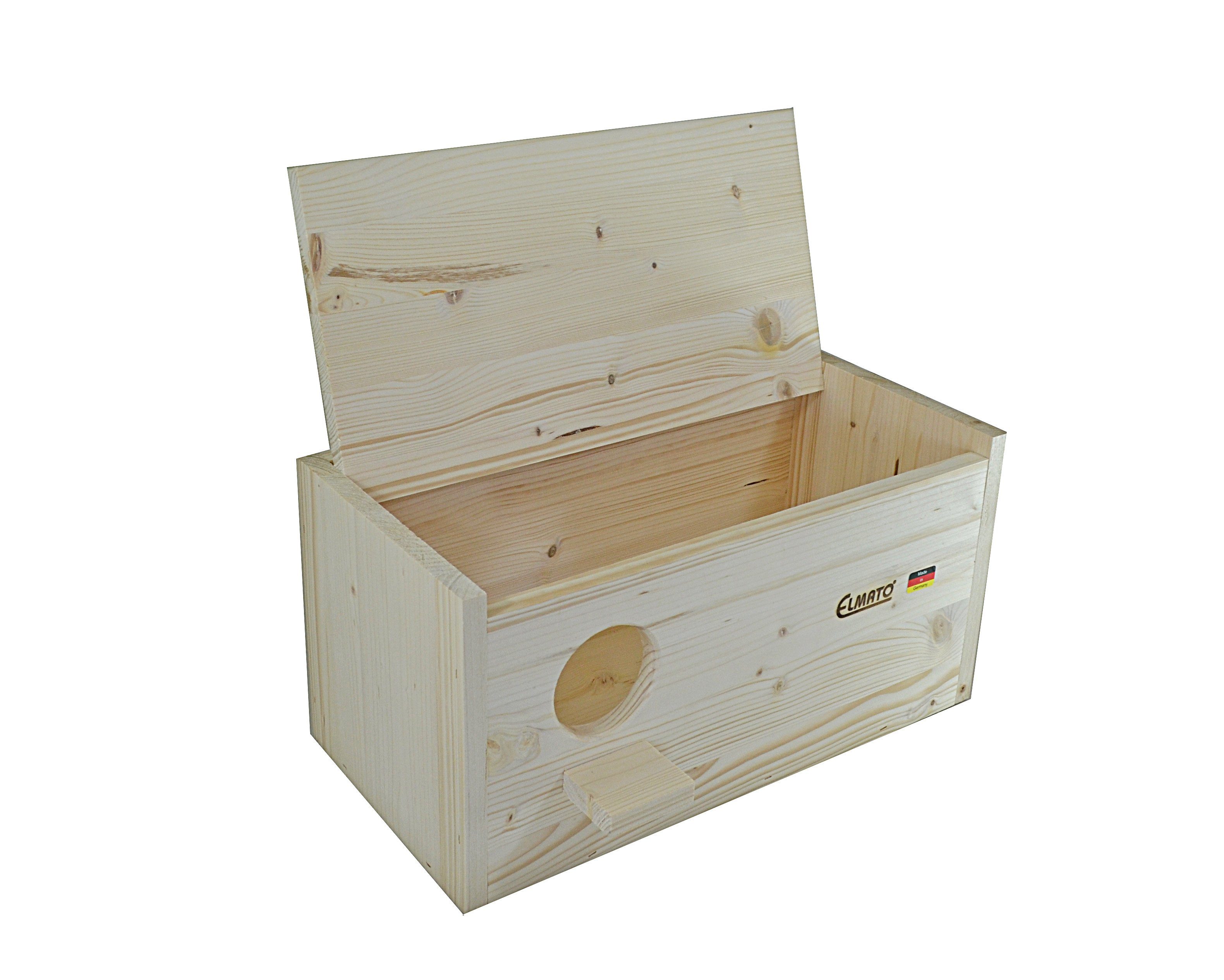 ELMATO Nistkasten Elmato 13501 Großsittichkobel Nistkasten, Fichte massiv, 40x22x20cm