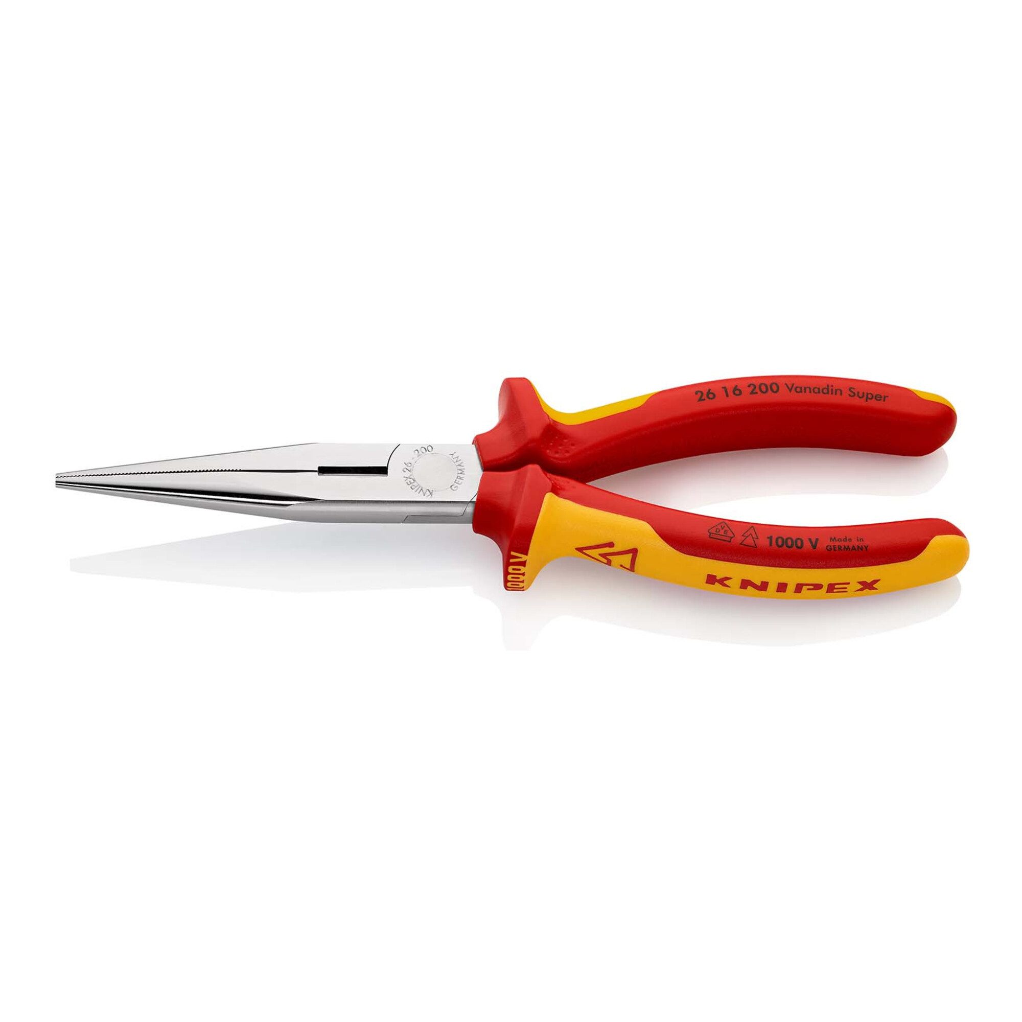 Knipex Blechschere KNIPEX 26 16 200 Flachrundzange mit Schneide (Storchschnabelzange) iso