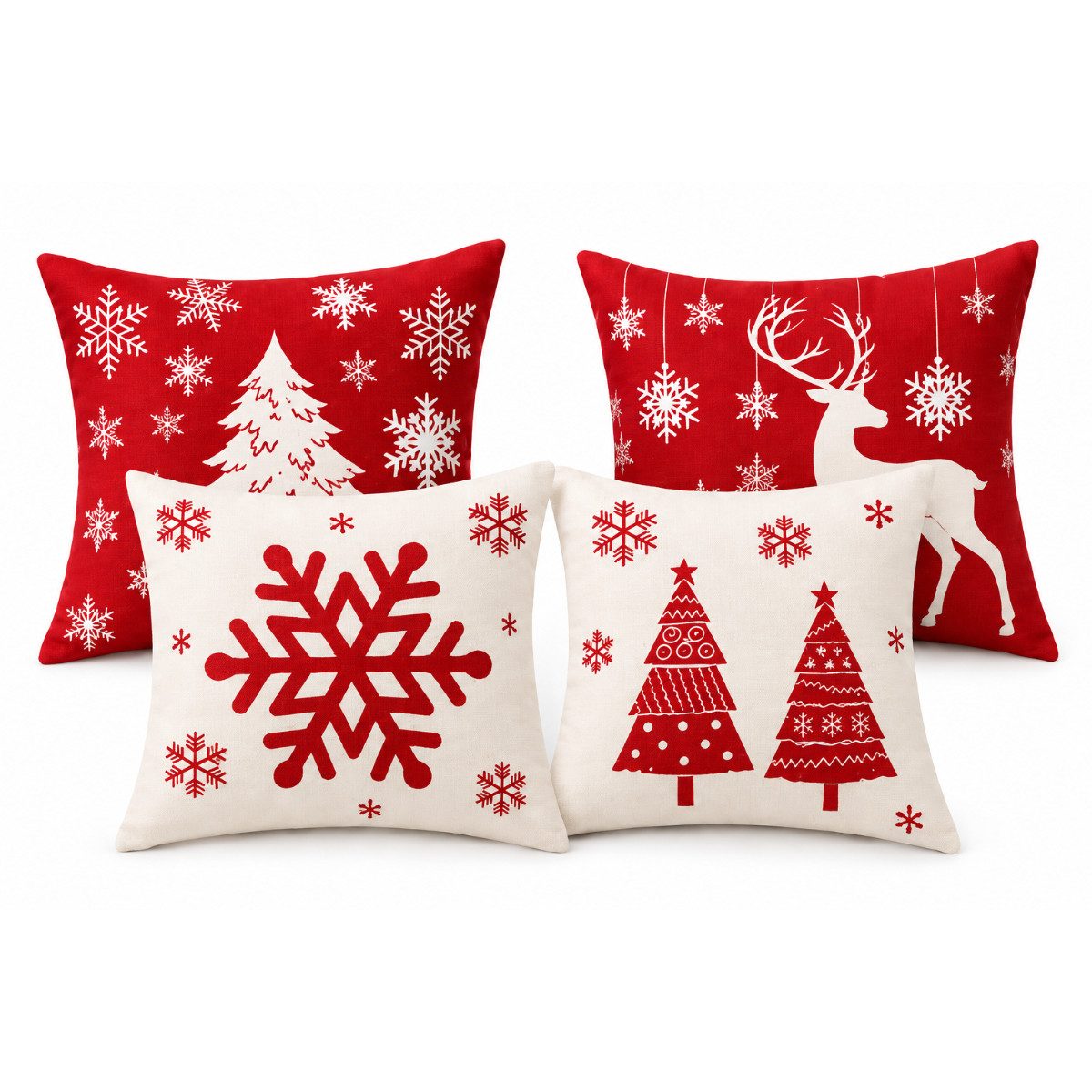 R2 Invest Kissenbezug Weihnachts Kissenbezüge 45 × 45 cm 4er Set, (4 Stück)
