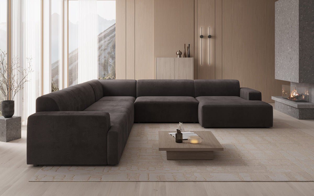 Luxusbetten24 Sofa Designer Sofa Monza Wohnlandschaft U XXL, in Samt