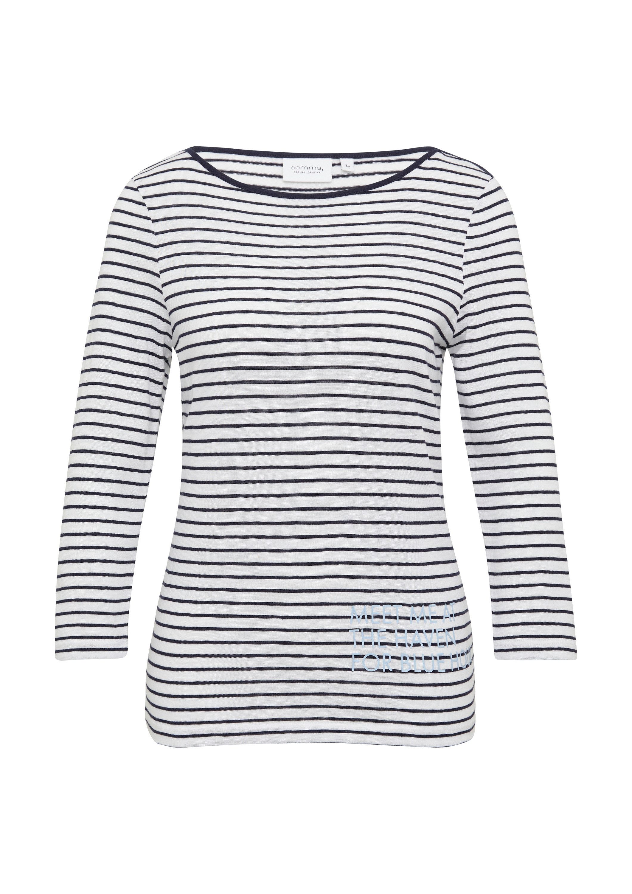 comma 3/4-Arm-Shirt T-Shirt Streifenshirt mit Artwork und 3/4-Ärmeln günstig online kaufen